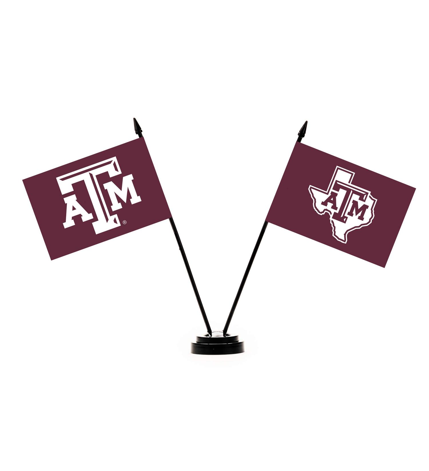 NCAA Texas A&M Aggies Unisex NCAA 2-Flag Desk Setncaa 2-Flag Desk Set, Maroon, One Size