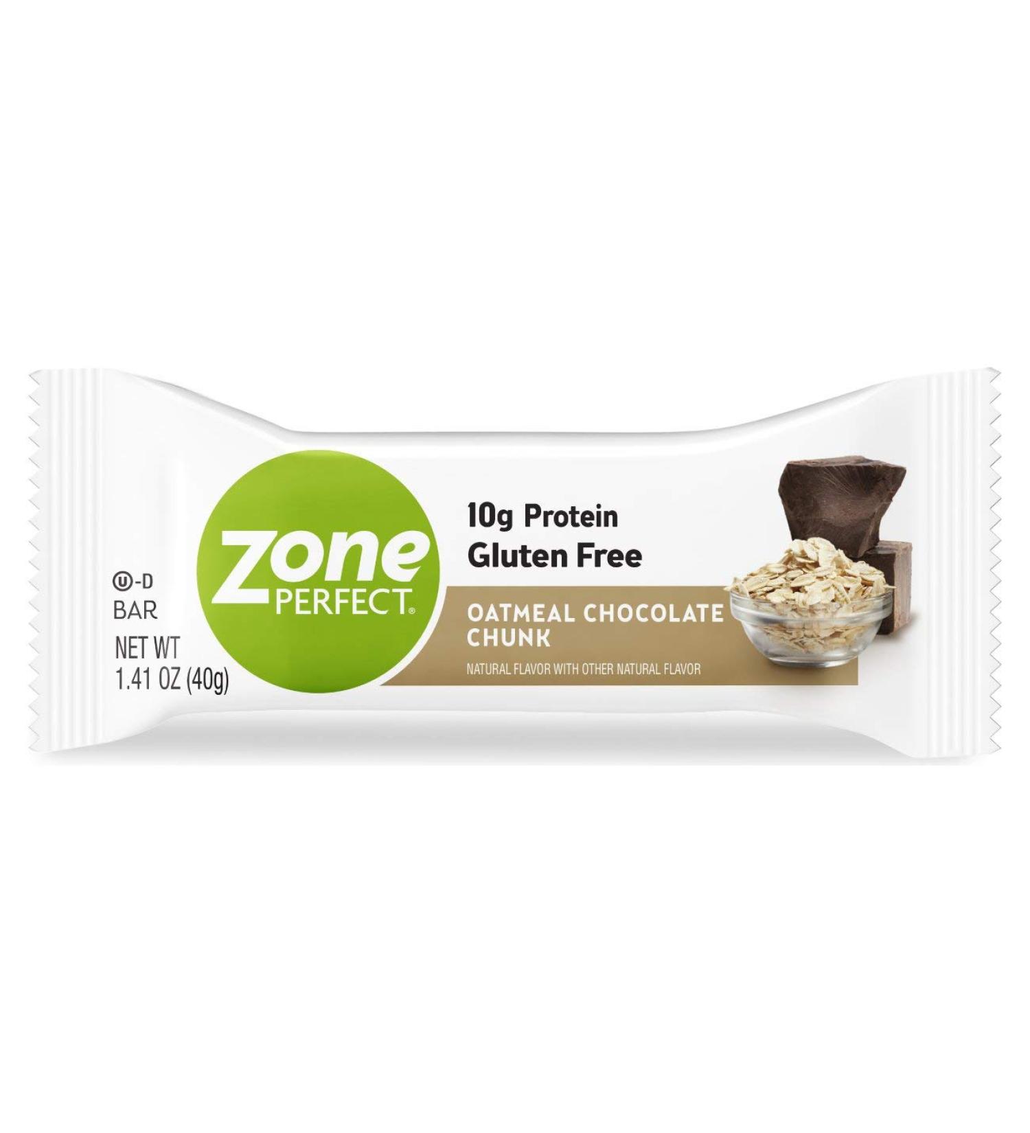 ZonePerfect Oatmeal Chocolate Chunk Protein Bars - 10g Protein, Gluten-Free Snack (20 Count) - Buy Online on GoSupps.com