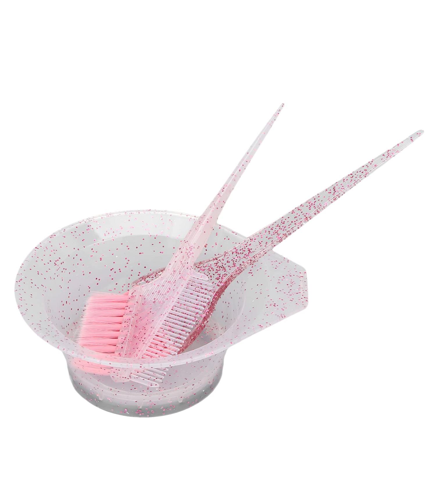 3-Piece Hair Dye Brush and Bowl Set | Pink Hairdressing Tinting Comb Tool for Home Salon - International Shipping - Buy Online on GoSupps.com