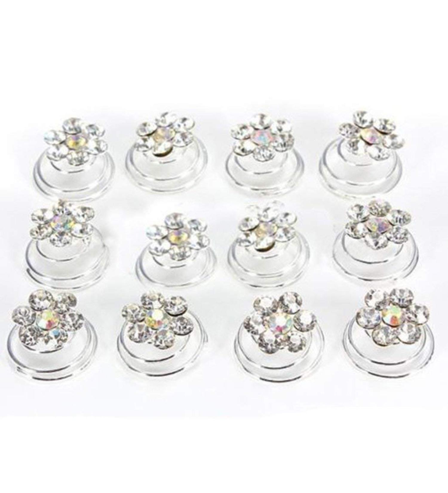 12pcs Clear Crystal Swirl Hair Twists Coils - Fashion Hair Pin Clips - Buy Online on GoSupps.com