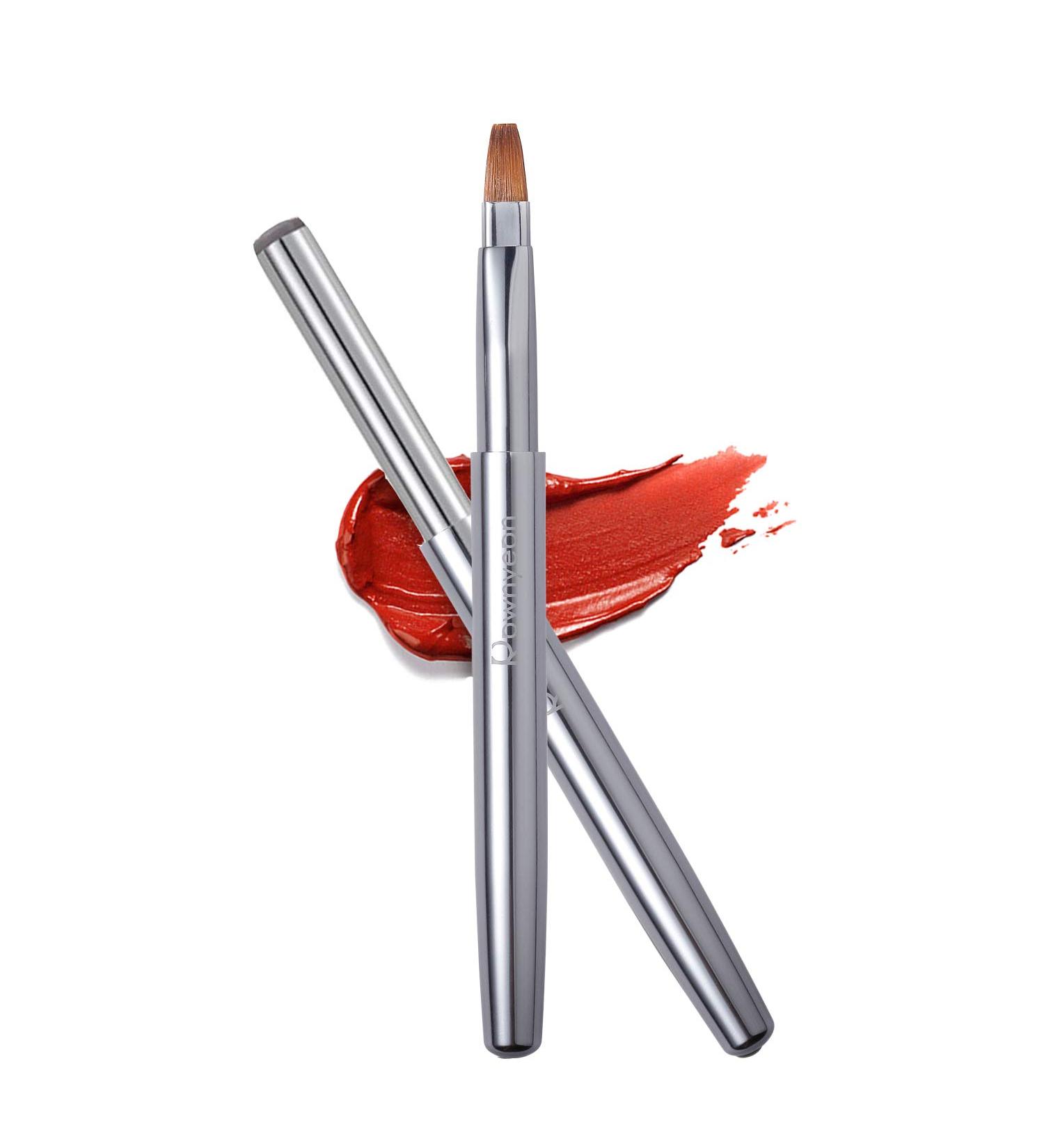 Retractable Lip Brush with Cap - Professional Makeup Tool for Lipstick & Gloss - Silver - Buy Online on GoSupps.com