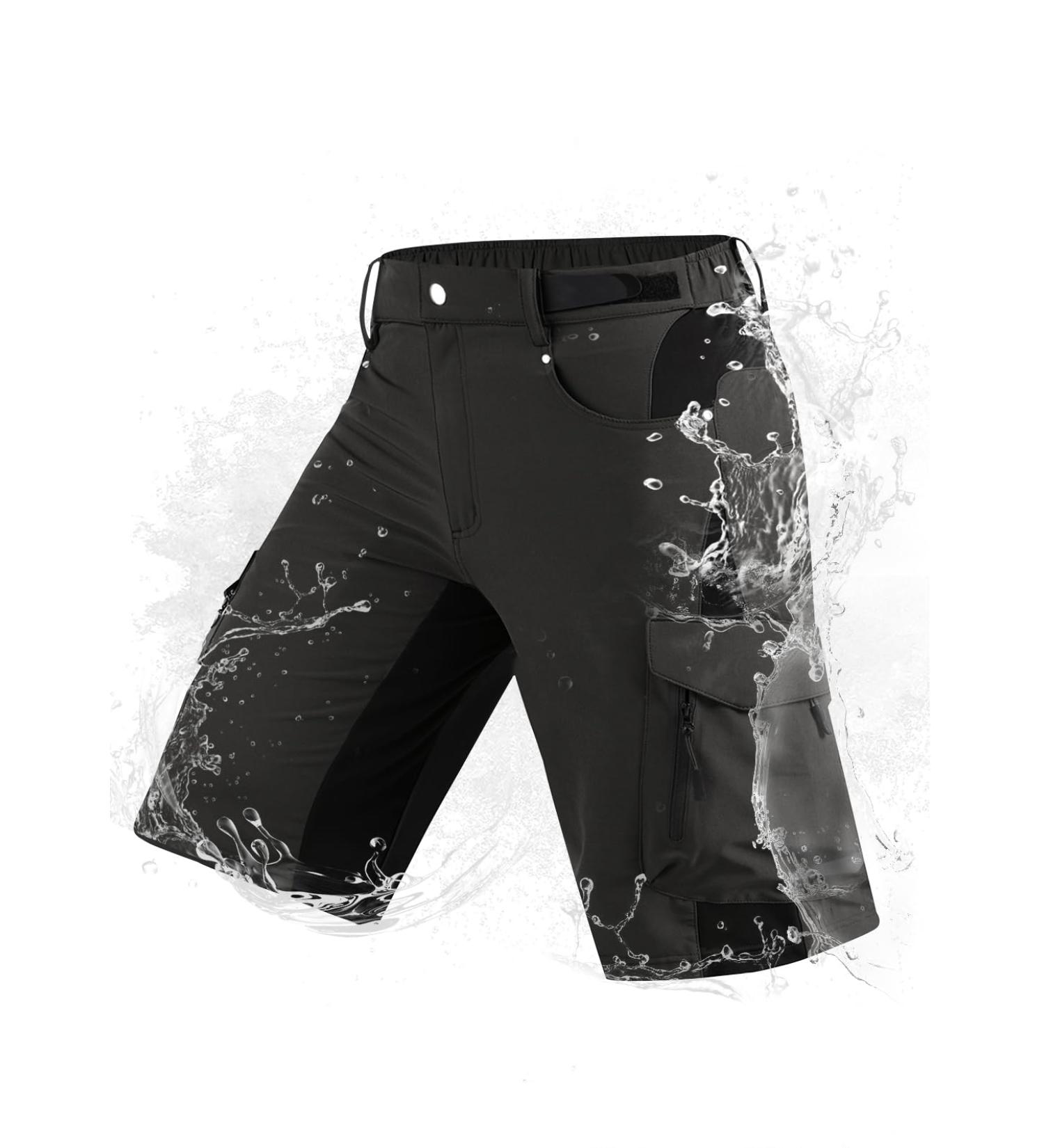 Cycorld Men's Short Trousers | Quick Drying Stretch Cargo Shorts | 6-Pocket Hiking & Trekking Bermuda Pants - Black - Buy Online on GoSupps.com