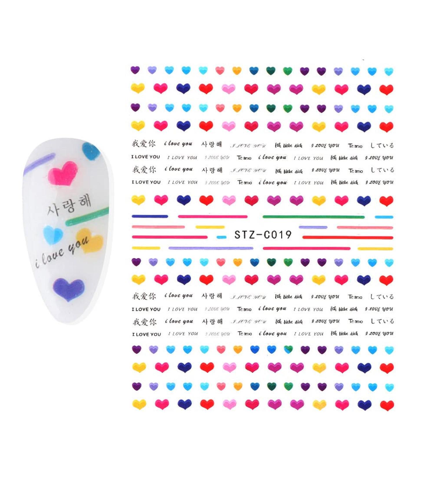 Manicure Valentine Water Tranfer Decals Sliders Red Pink Butterfly-shapeBow Love Heart 3D Nail Art Stickers(STZ-C019) - Buy Online on GoSupps.com