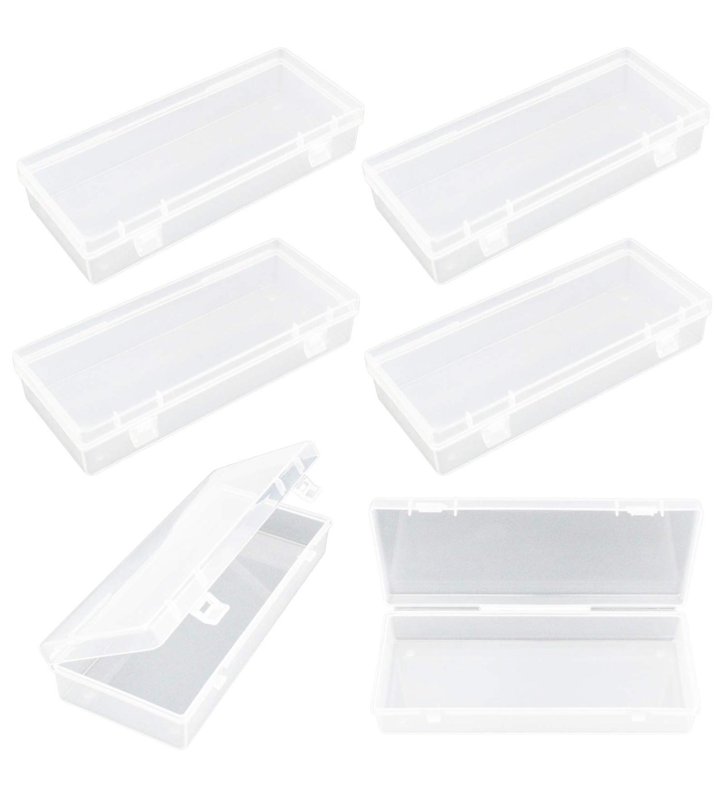 Thintinick 6 Pack Clear Plastic Storage Containers with Hinged Lid - Ideal for Beads & Crafts - 6.1 x 2.56 x 1.18 inch - Buy Online on GoSupps.com