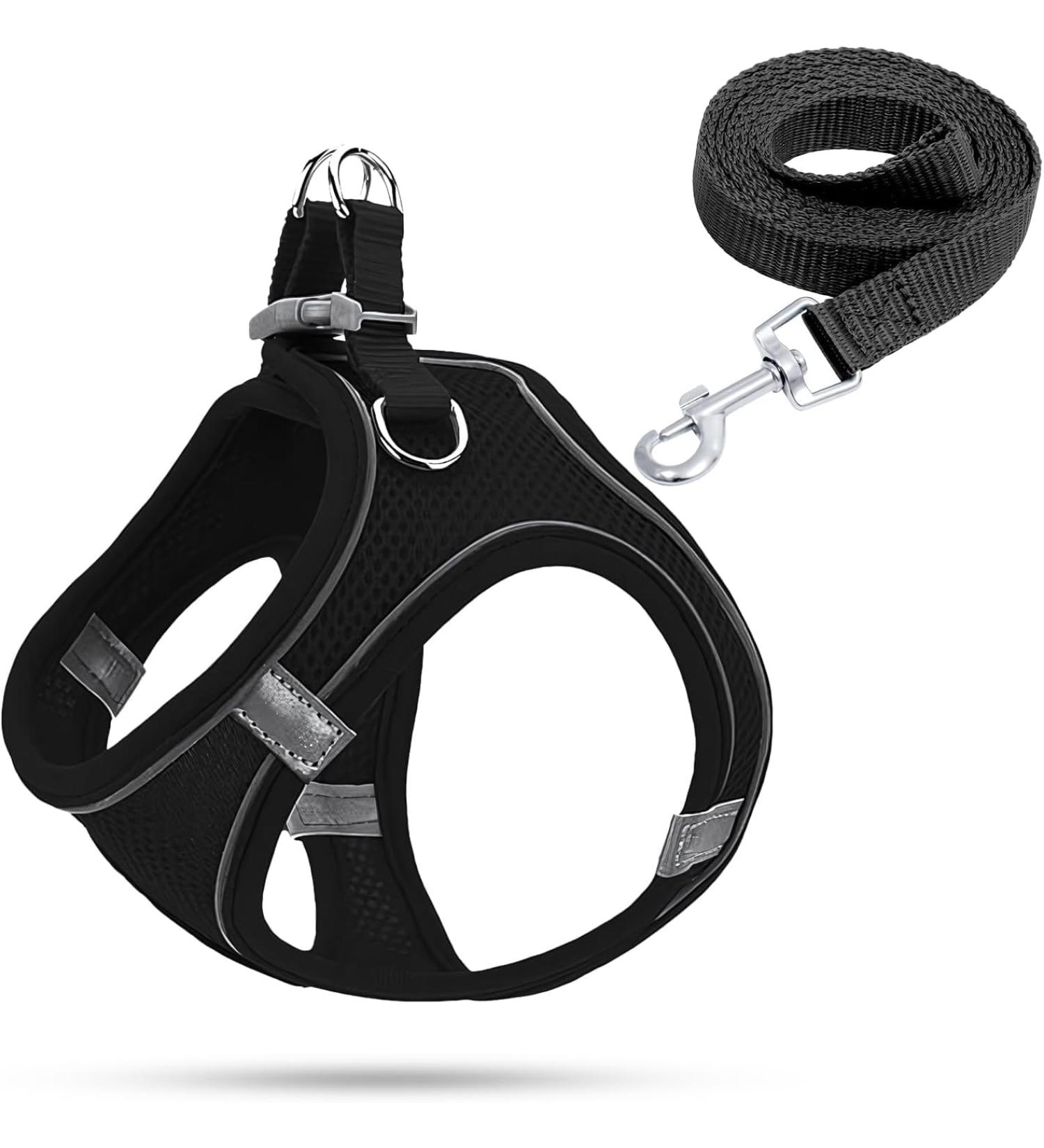 XXS Black Dog Harness for Small Dogs with Leash & Puppy Tableware - Stylish Cat & Dog Dishes - Buy Online on GoSupps.com