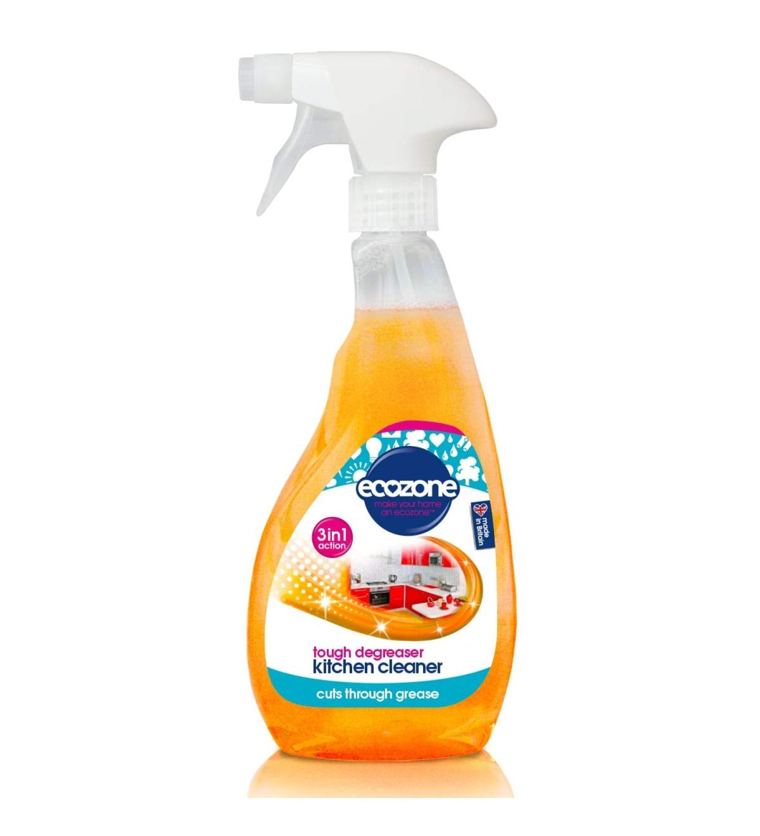 Ecozone Tough Degreaser Kitchen Cleaner Spray - 500ml | Eco-Friendly, Vegan, Plant-Based | Citrus Burst Scent | Cleans, Degreases, and Sanitizes - Buy Online on GoSupps.com