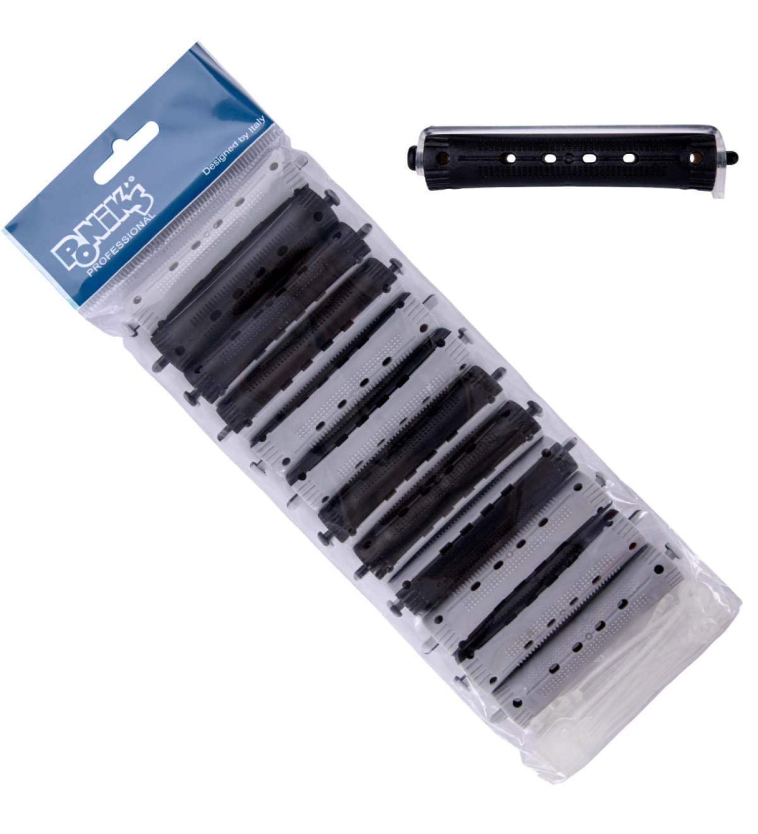 Poniks Constant Waves Wickler - 16mm Cold Well Curly Winder Set | 12 Pieces Black & Gray for Perfect Permanent Waves - Buy Online on GoSupps.com