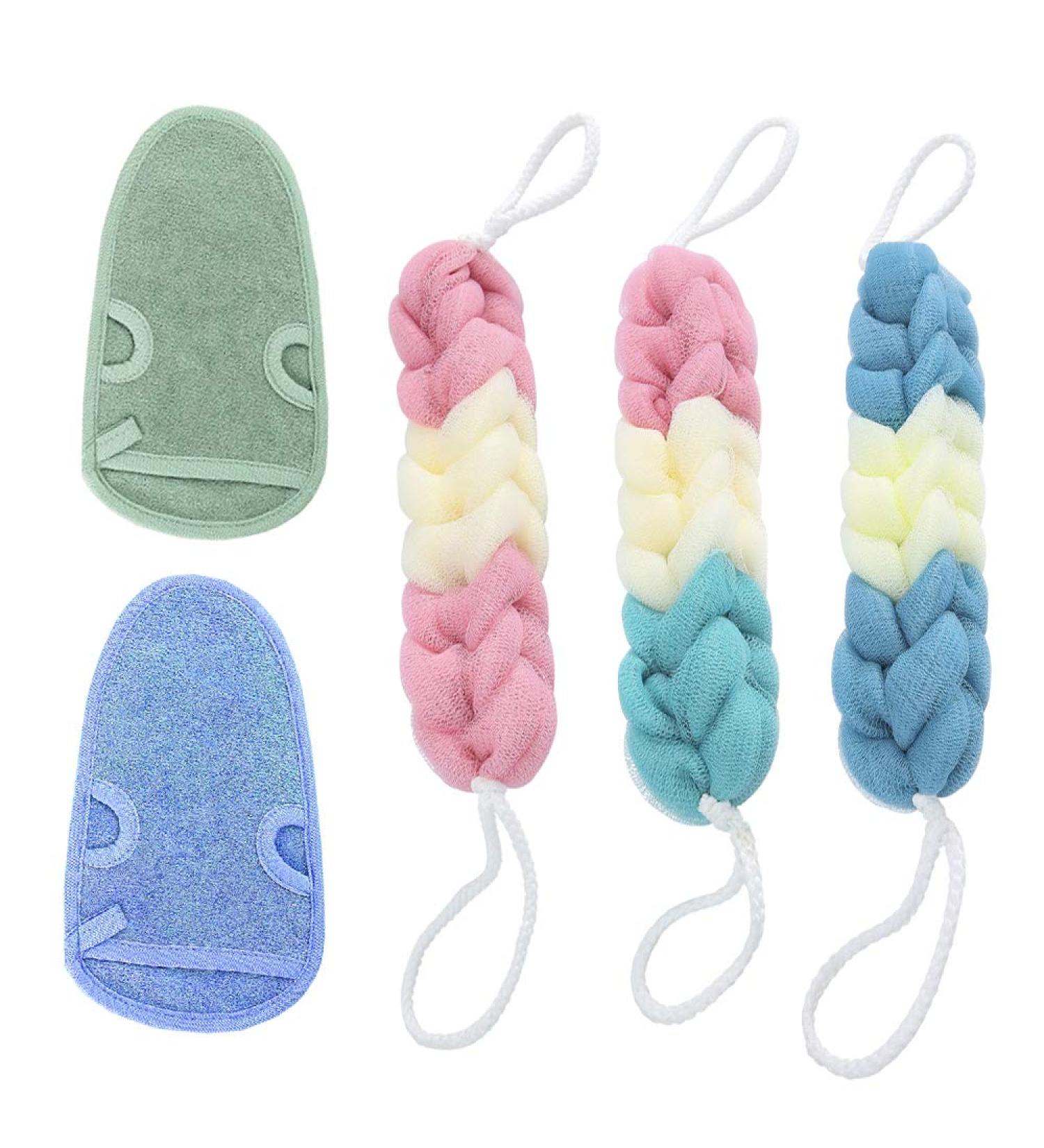 Buy Luffa Bath Sponge Set - 3 Shower Sponges 2 Exfoliating Gloves & Massage Shoes for Ultimate Body Care | Perfect for Sauna & Shower - Buy Online on GoSupps.com