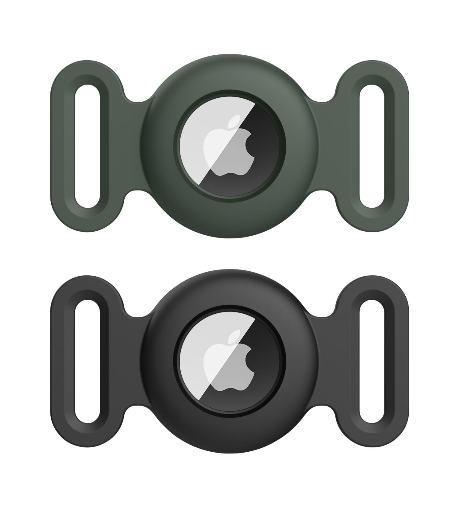 Vancle 2-Piece Silicone Waterproof Case for AirTag Dog Collar | Protective Cover for Pets | Black & Dark Green - Buy Online on GoSupps.com