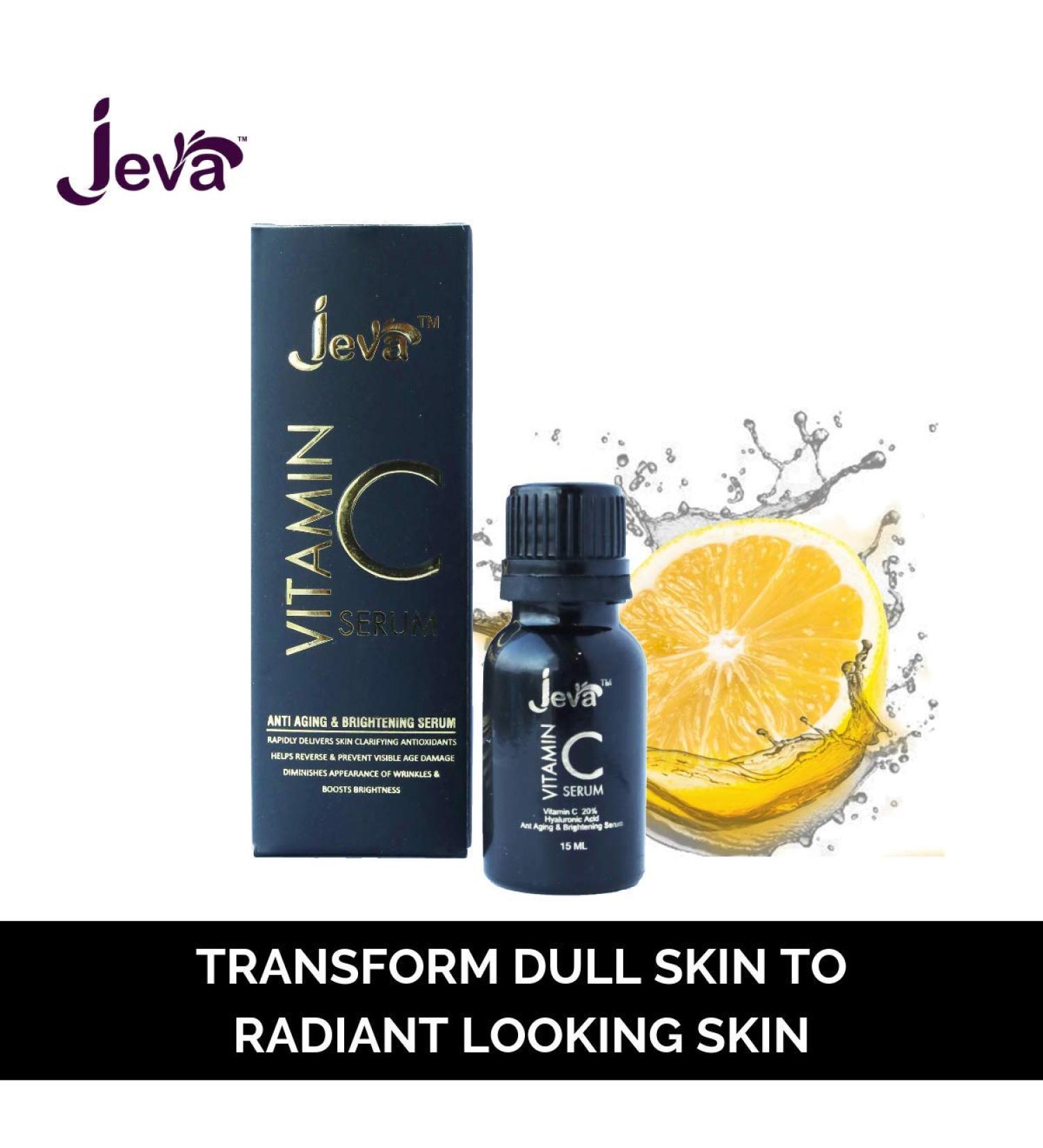 Buy Jeva Vitamin C Serum with Hyaluronic Acid - Anti-Aging & Brightening Formula | International Shipping - Buy Online on GoSupps.com