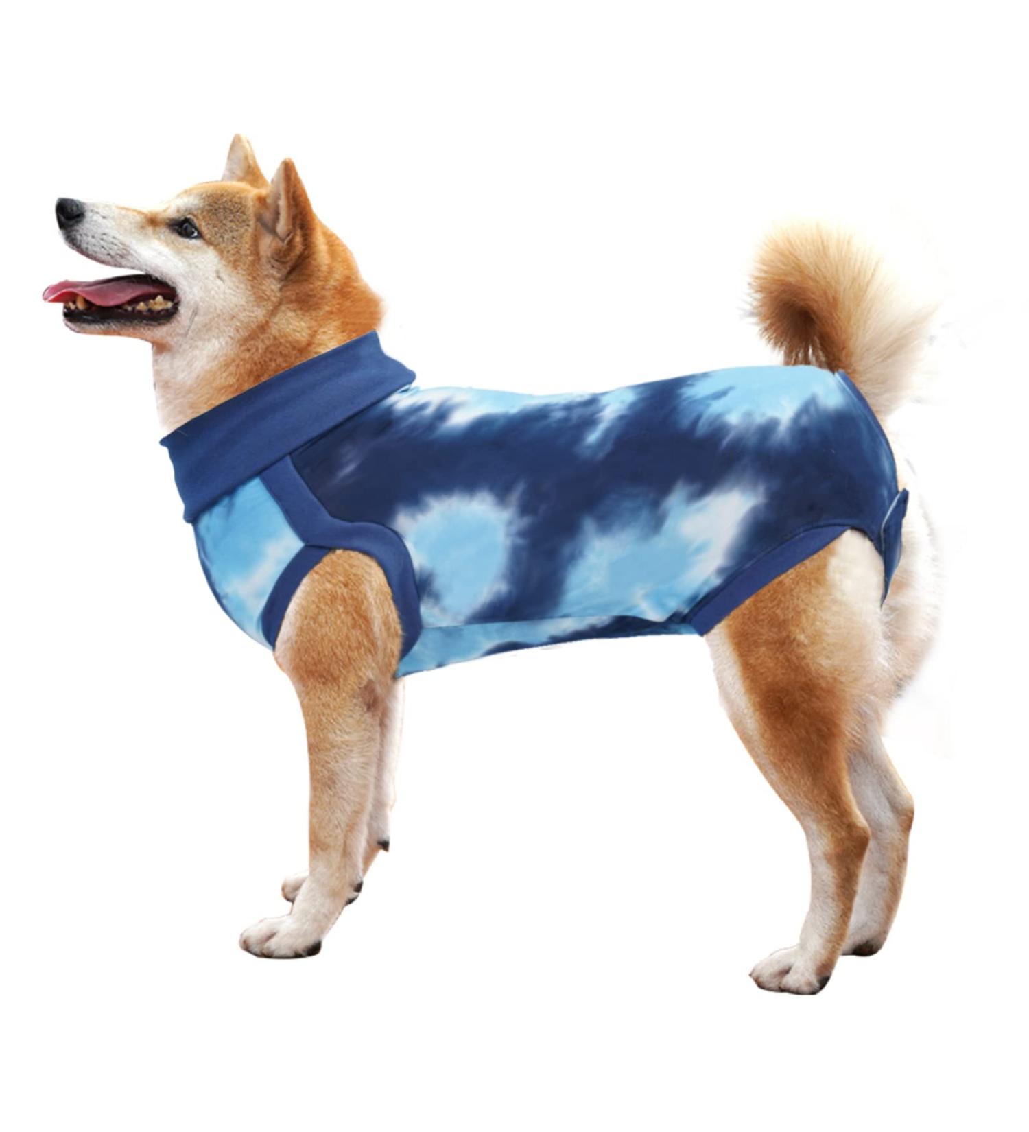 Lianzimau Dogebody for Male Dogs - Post-Op Recovery Suit & Wound Protection - Tie-Dye Blue Pet Shirt - Buy Online on GoSupps.com
