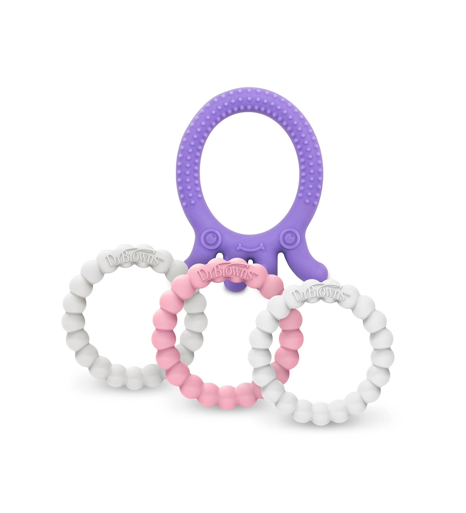 Dr. Brown's Flexees Friends Silicone Teether Purple Octopus - 3 Pack Pink White - BPA Free - 3m - Buy Online on GoSupps.com