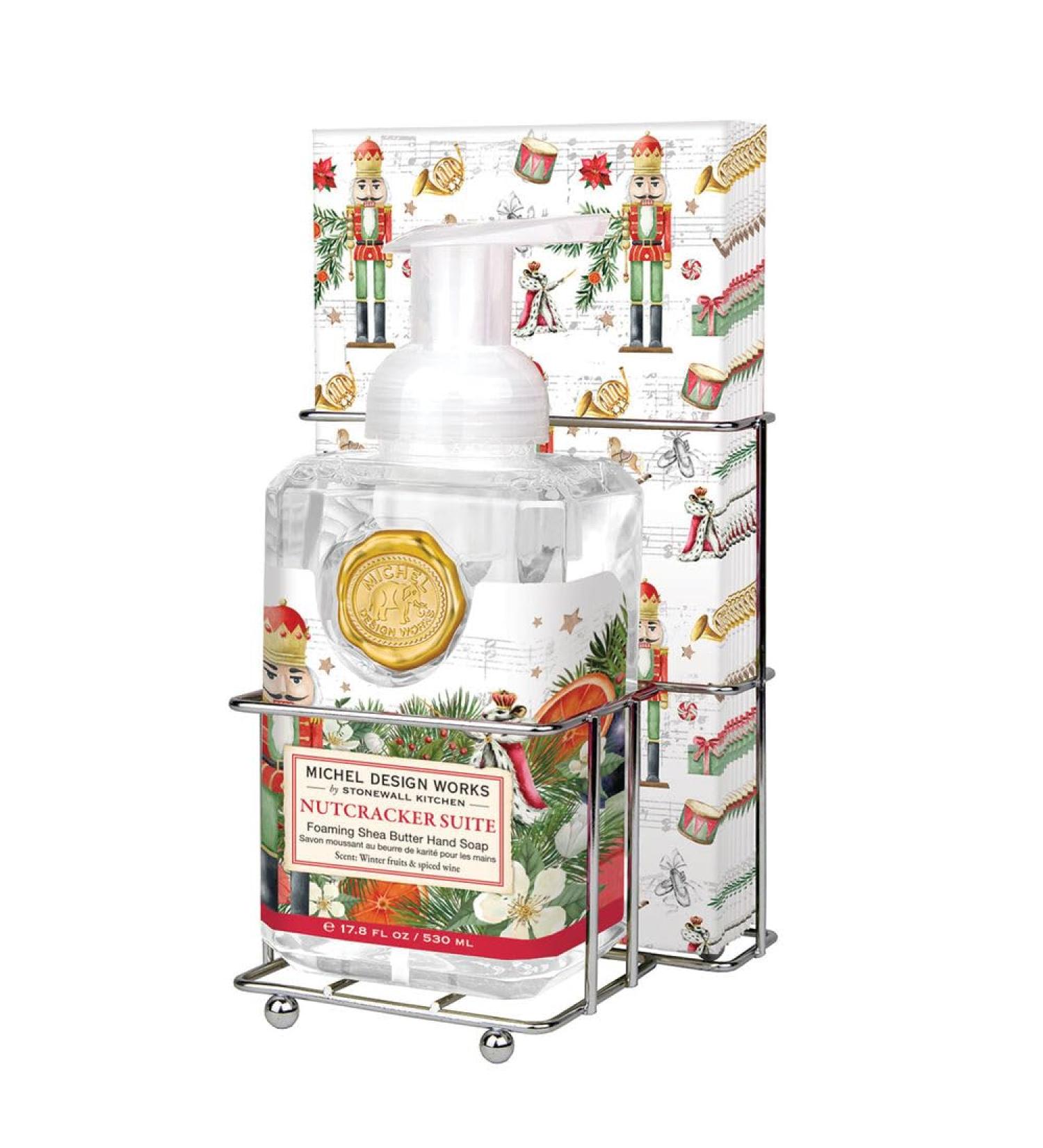 Michel Design Works Scented Foaming Hand Soap and Napkin Caddy Set Nutcracker Suite