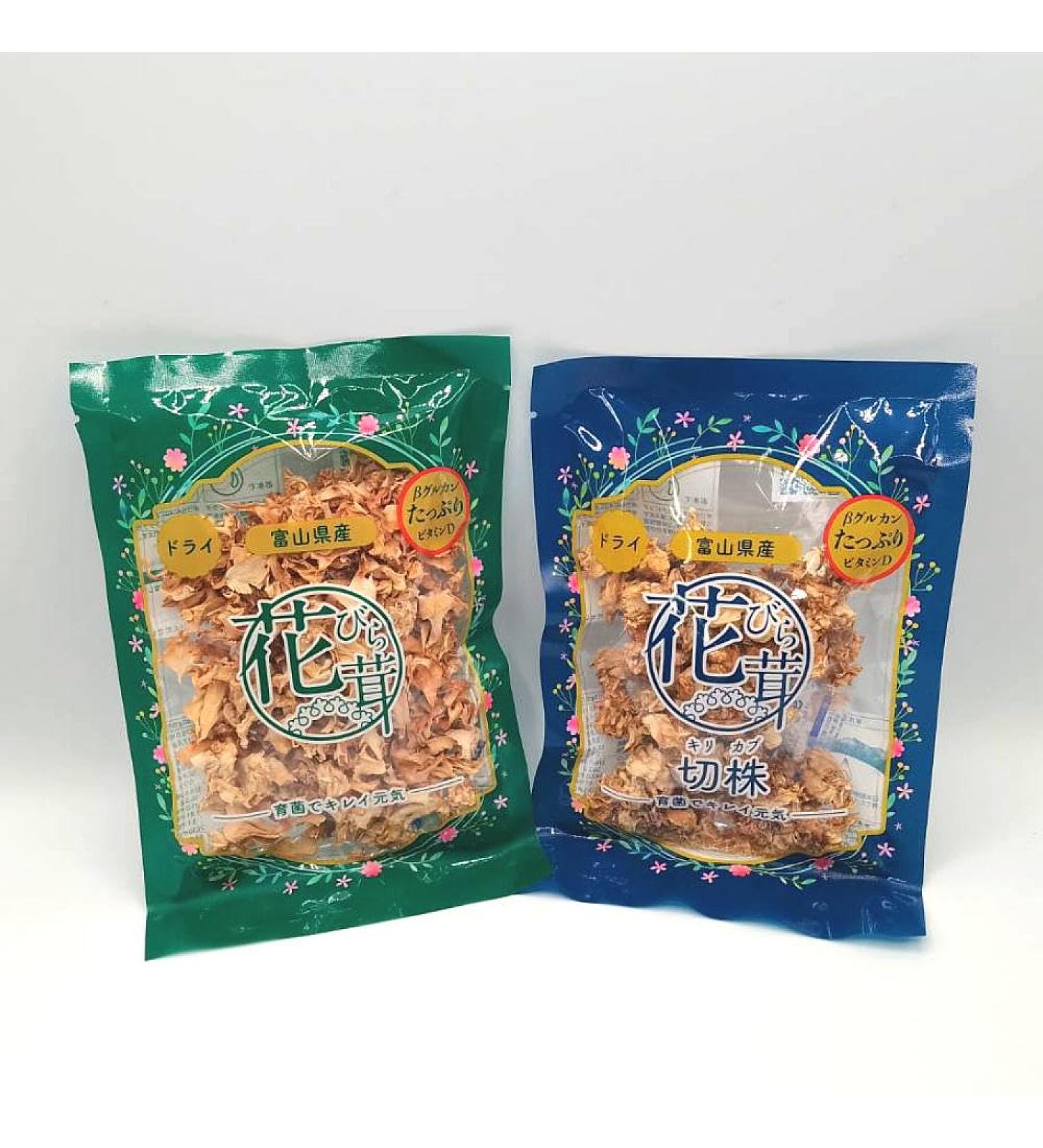 Dried Hanabiratake 20g*2Pack (Dried Petal Mushroom) - Petals (Green Package) / Stumps (Blue Package) from Toyama pref. Japan - Buy Online on GoSupps.com