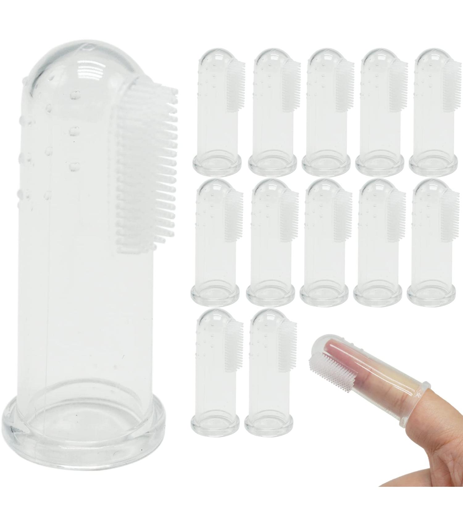 12 Pieces Pet Finger Toothbrush Soft Silicone Pet Finger Toothbrush Food Safety Tooth Cleaner Dog Cat Dental Brushes Kit for Dogs Cats Pets Dental Care(Transparent Color) - Buy Online on GoSupps.com