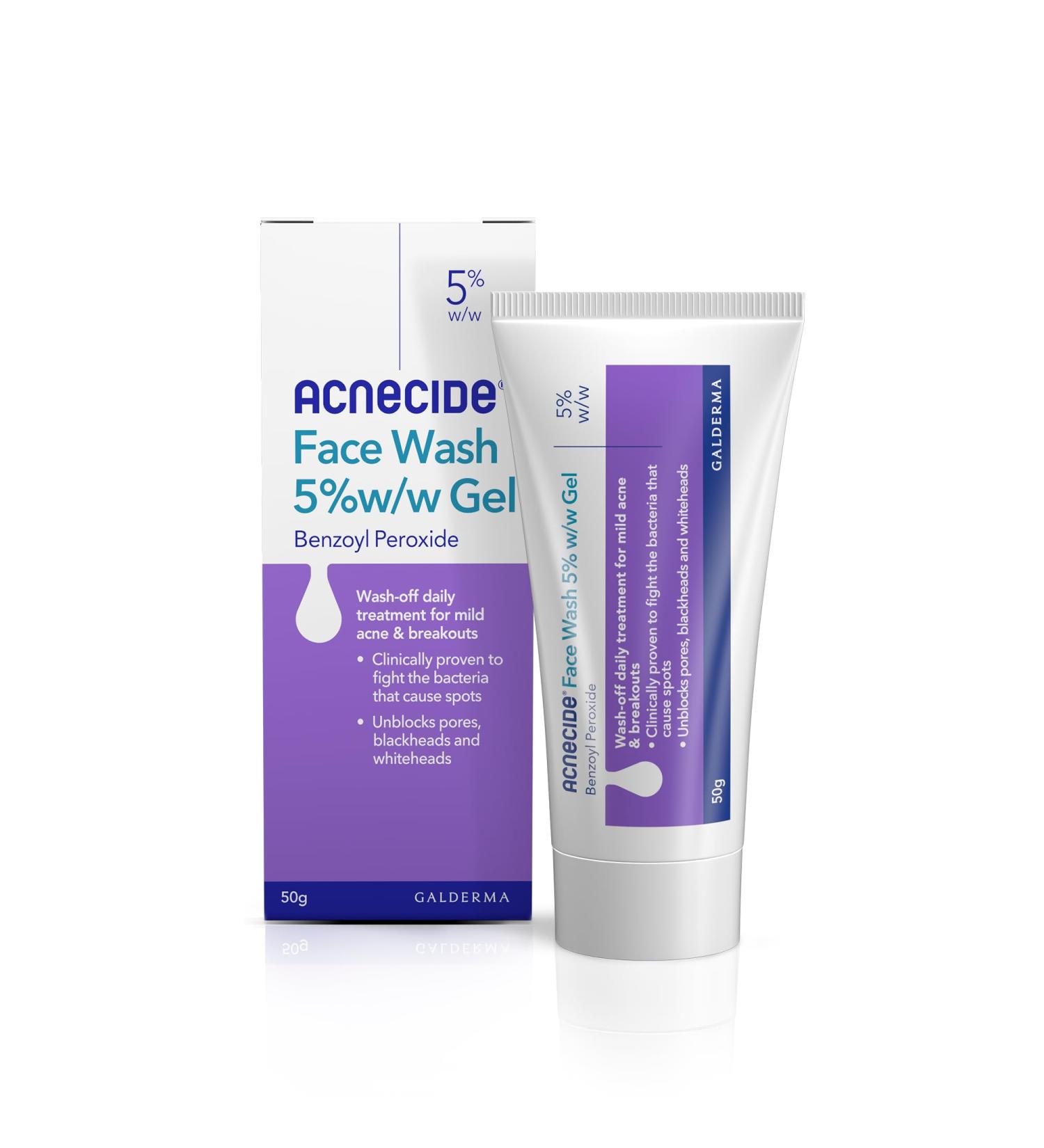Acnecide Face Wash Gel 5% Benzoyl Peroxide Acne Treatment for Spot-Prone Skin 50g ACNECIDE Face Wash (with Benzoyl Peroxide) - Buy Online on GoSupps.com