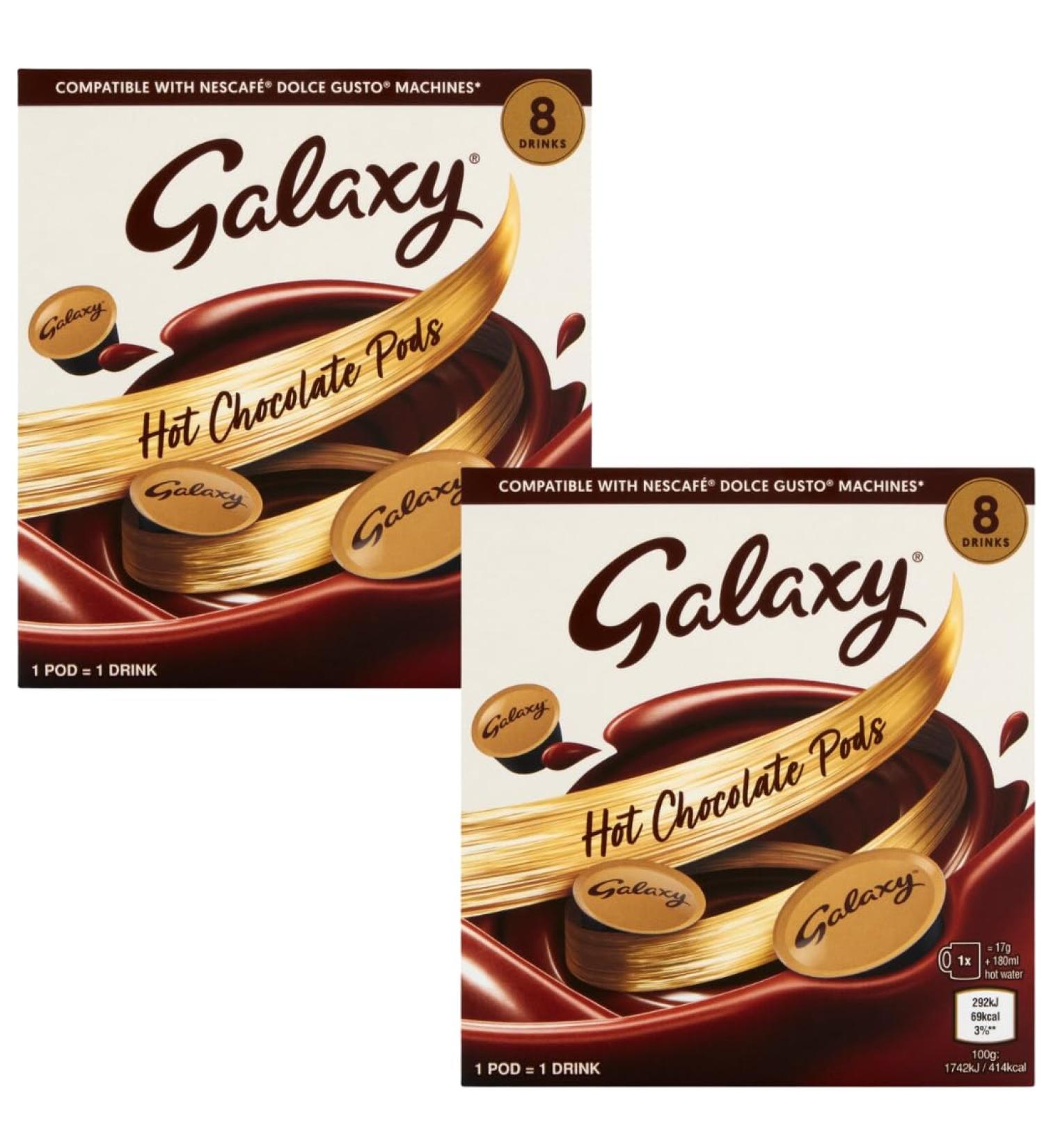 Hot Chocolate Pod Bundle With Galaxy Hot Chocolate Pods 8x17g (2 Pack)