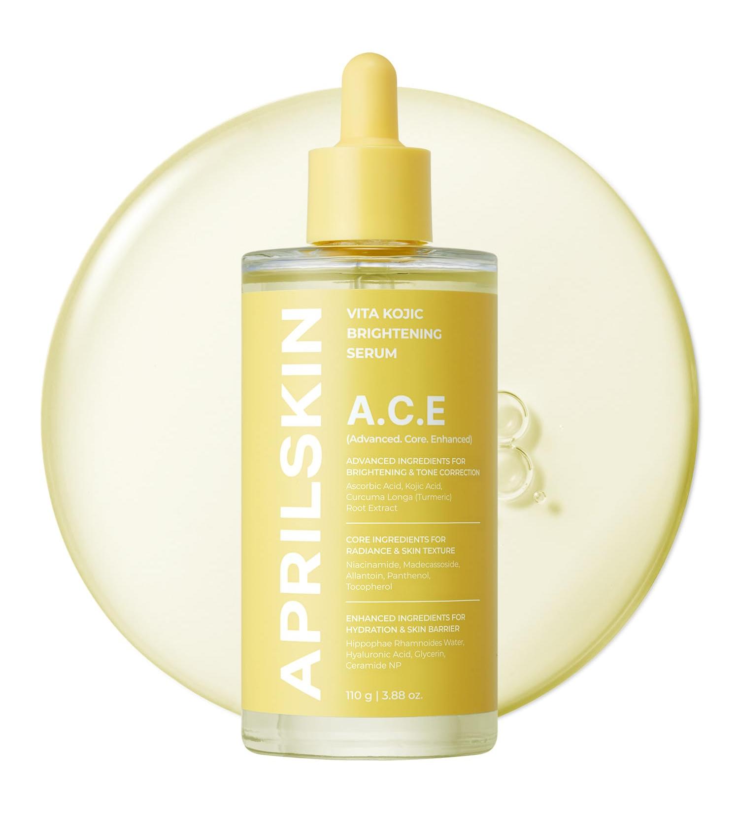 APRILSKIN A.C.E Serum|Vita Kojic Serum for Brightening & Glow|3-Second Brightening|Kojic Acid & Vitamin C for Uneven Skin Tone|Korean Skin Care|3.88 oz. - Buy Online on GoSupps.com