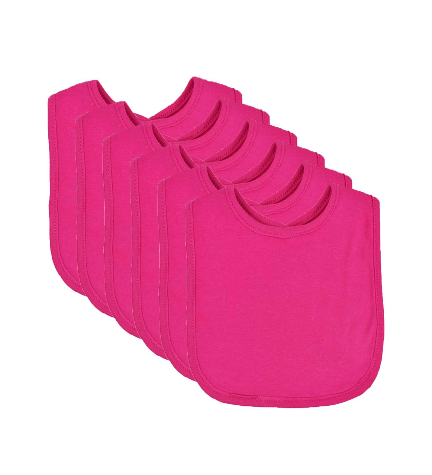 Royal Icon Baby Bibs 0-6 Months & 6-12 Months 100% Organic Cotton Hook and Loop Baby Feeding Bibs - Soft Absorbent Baby Bib - Adorable baby weaning bib For Toddler Boys and Girls Set of 3/6 /12Pc 6 x Fuchsia