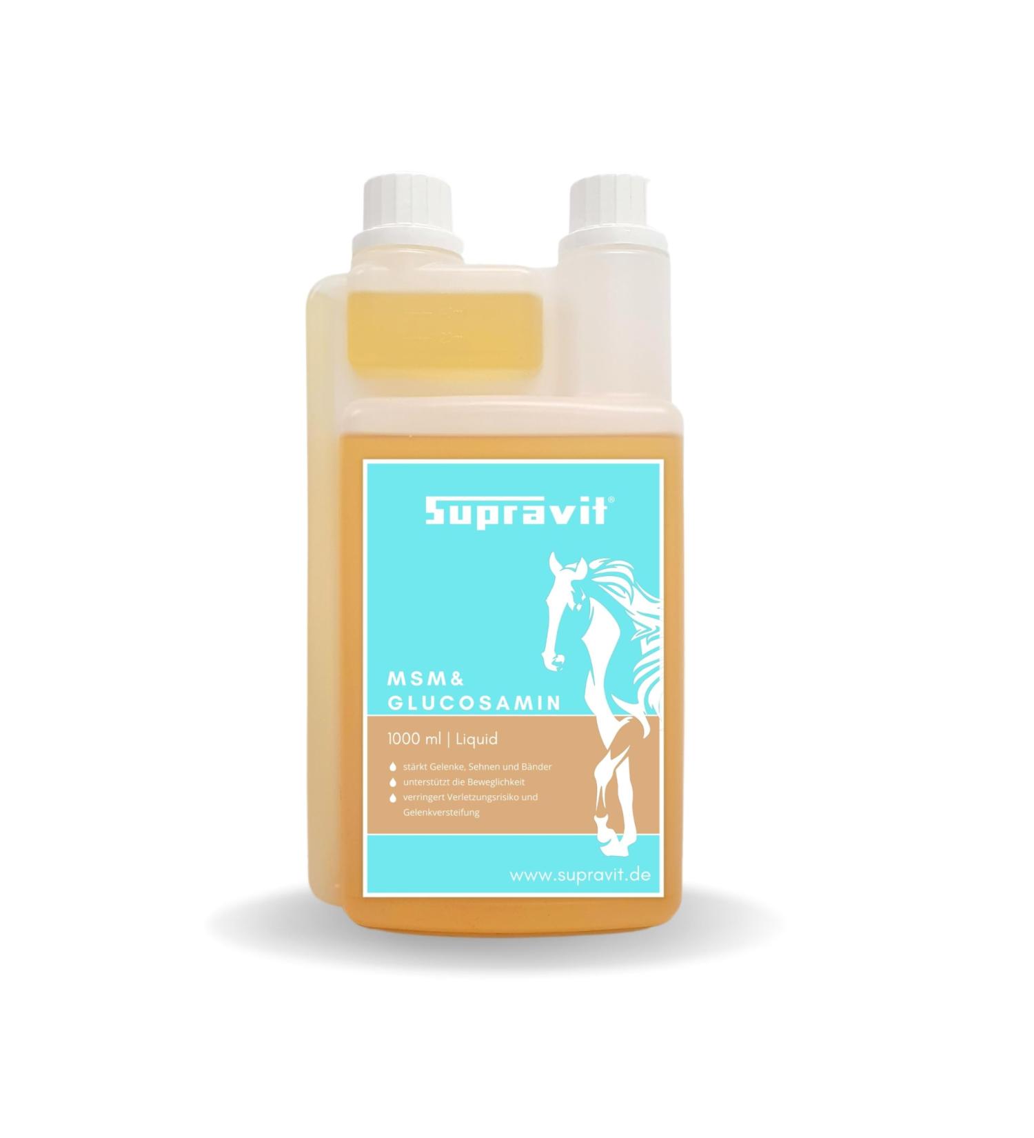 Supravit MSM & Glucosamine for Horses | 1000ml Liquid Joint Health Supplement | Support Tendons & Ligaments - Buy Online on GoSupps.com