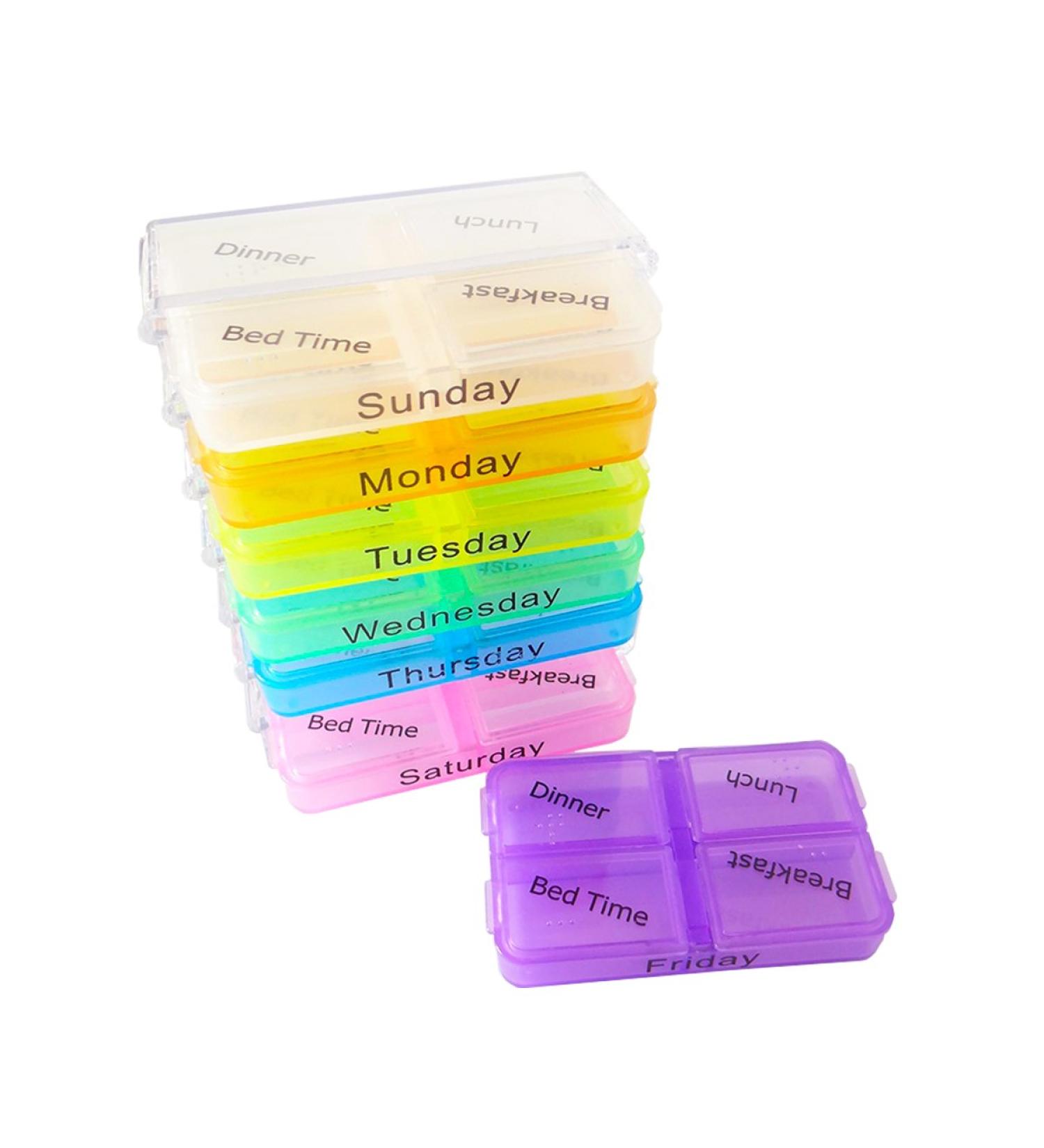 28 Compartment Daily Pill Case | Weekly Pill Organizer for Vitamins & Medications | Travel-Friendly Medication Planner - Buy Online on GoSupps.com