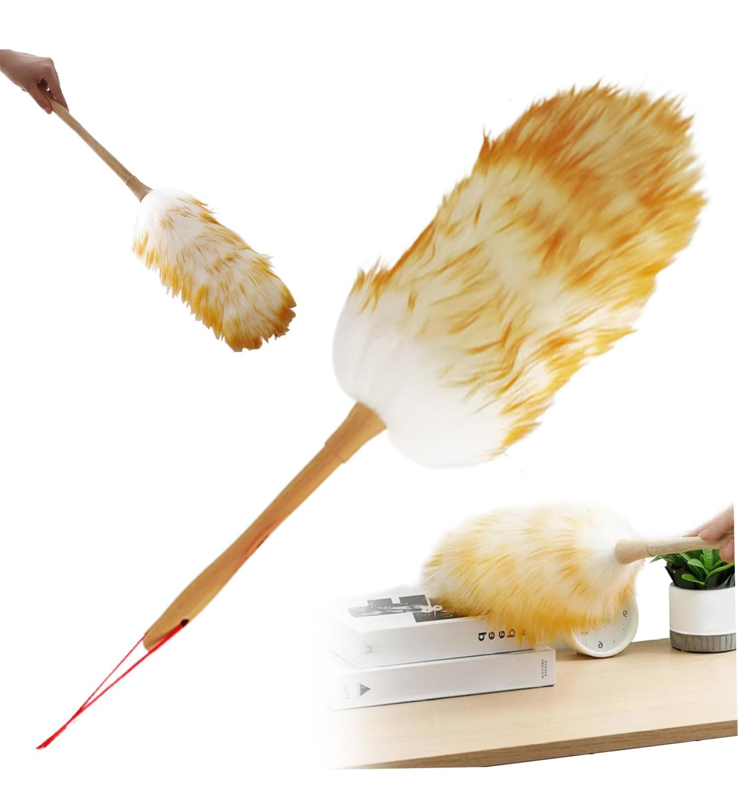 Lambswool Duster with Wooden Handle 17 Inch Anti-Static Duster Flexible Dusters for Cleaning Ceiling Fans Bookshelves Cleaning Supplies 44cm - Buy Online on GoSupps.com