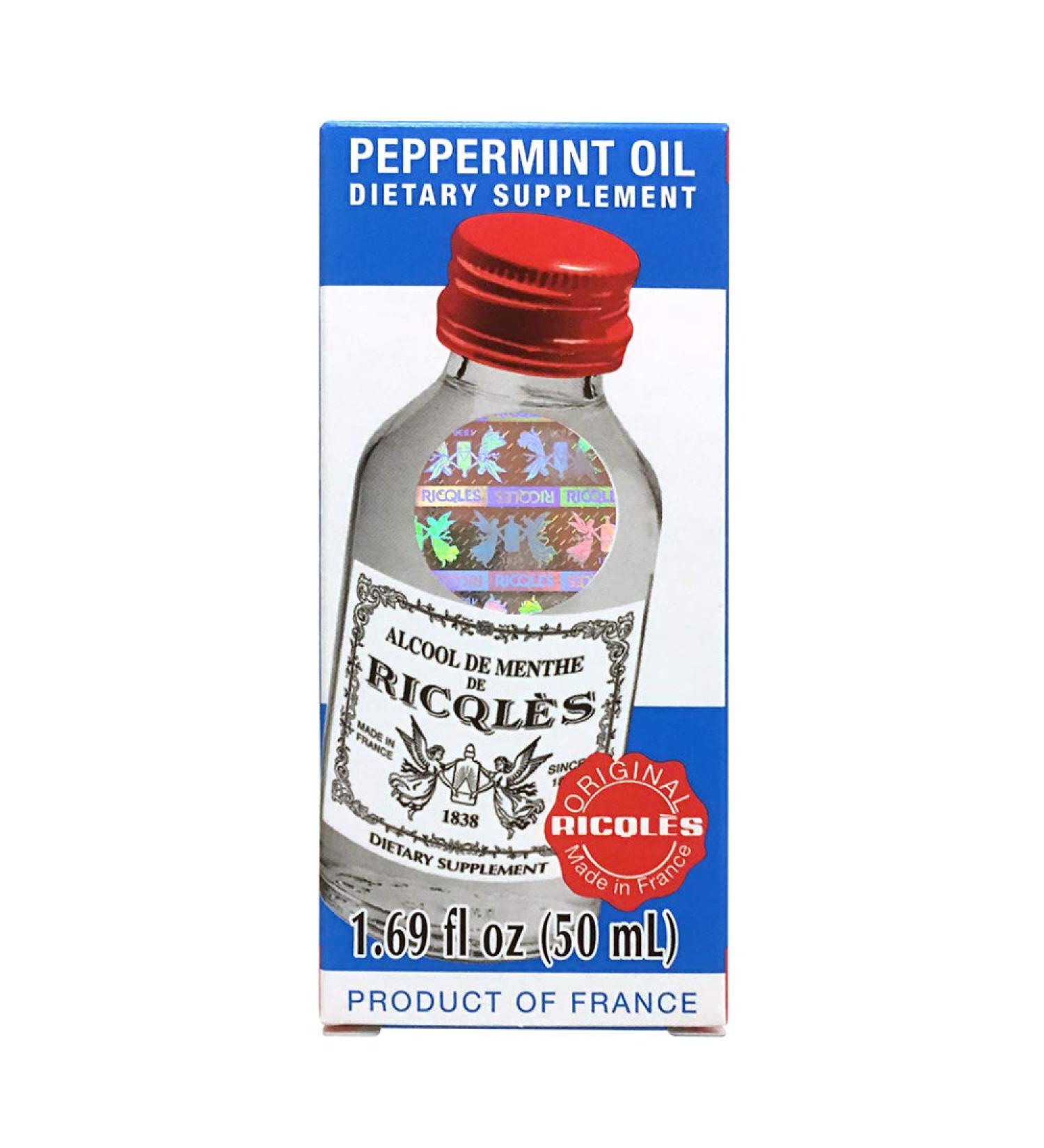 Ricqles Peppermint Oil Dietary Supplement - 1.69 fl. oz Bottle - Supports Healthy Digestion & Intestinal Comfort - Product of France - Buy Online on GoSupps.com