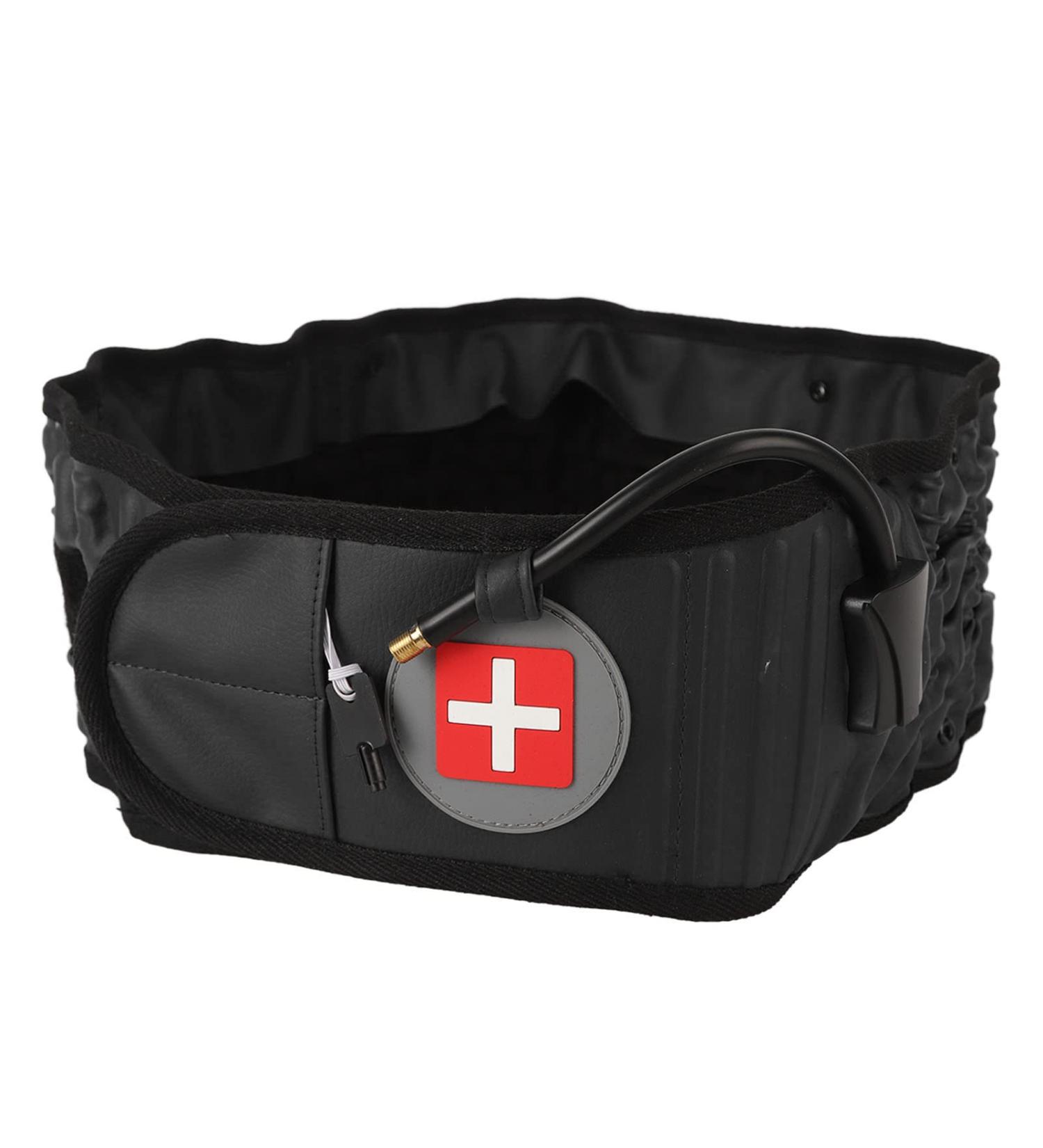 Zerodi Lumbar Traction Belt | Inflatable Back Support with 29 Gas Columns | Adjustable Soft Cotton Back Brace for Women | Pressure Reduction & Home Recovery | Black - Buy Online on GoSupps.com