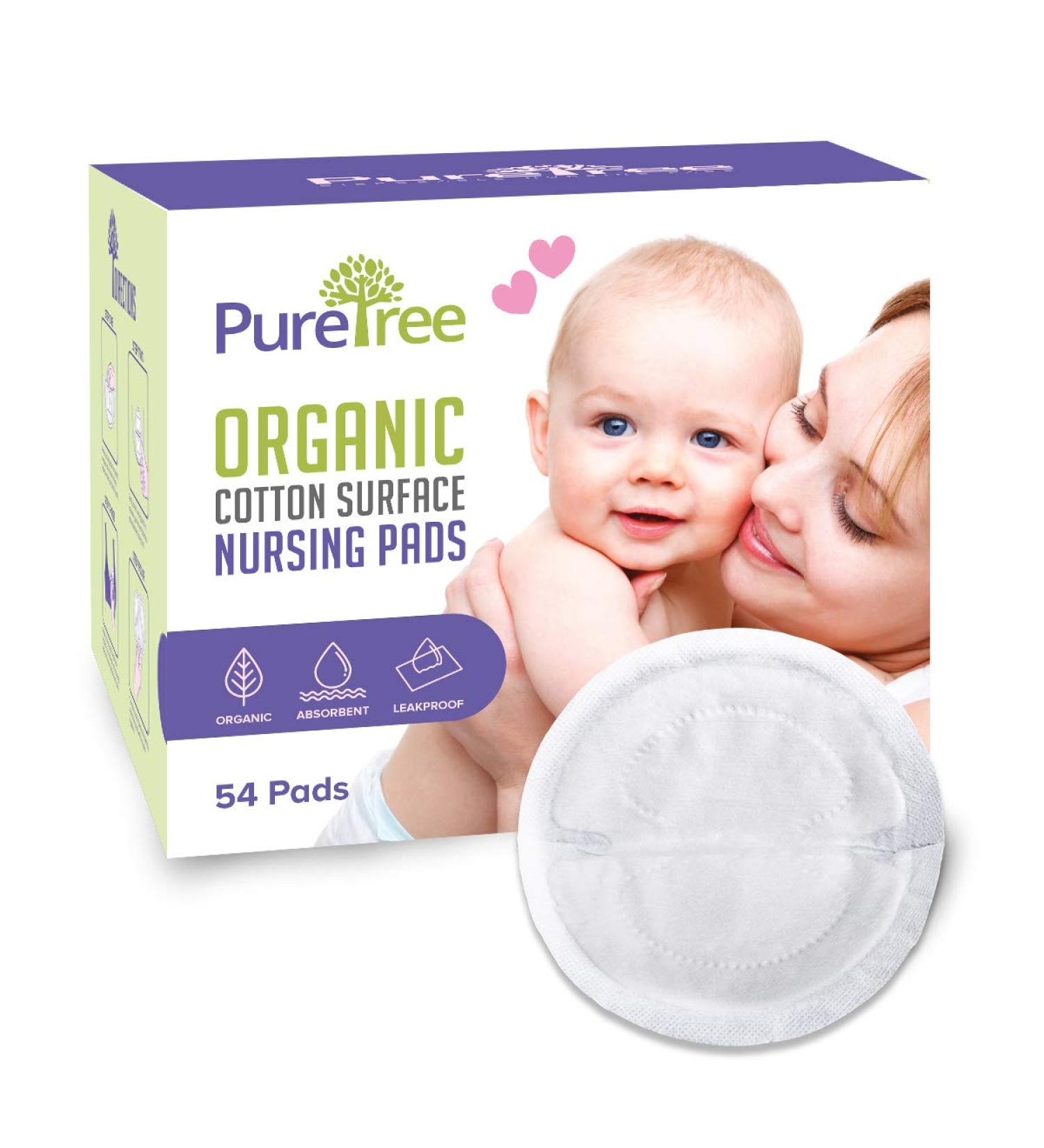 PureTree Organic Cotton Nursing Pads for Breastfeeding - 100 Disposable Pads - Buy Online on GoSupps.com