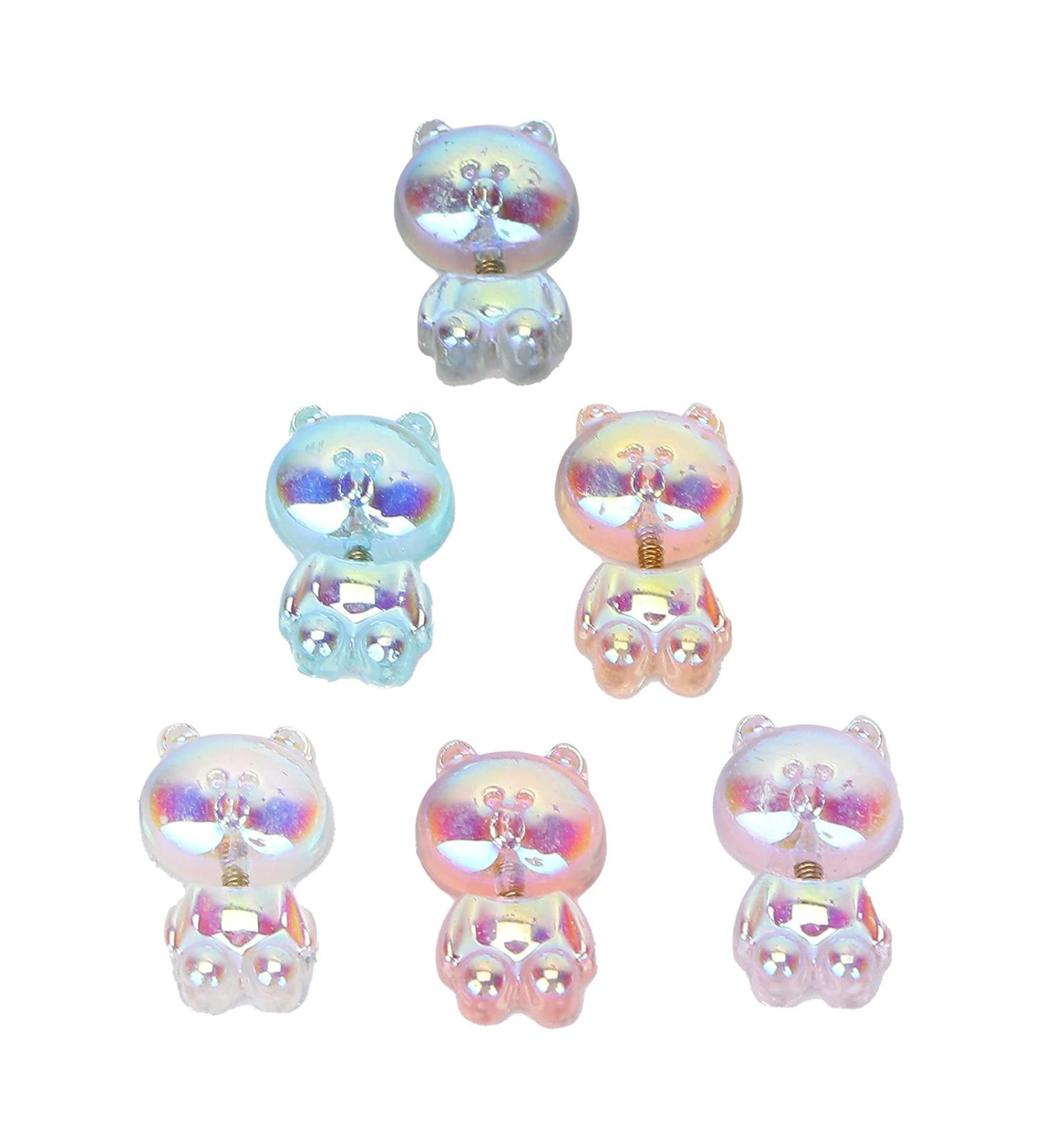 6pcs Cute 3D Bear Nail Art Decorations - Fashionable DIY Accessories for Nail Design - Buy Online on GoSupps.com