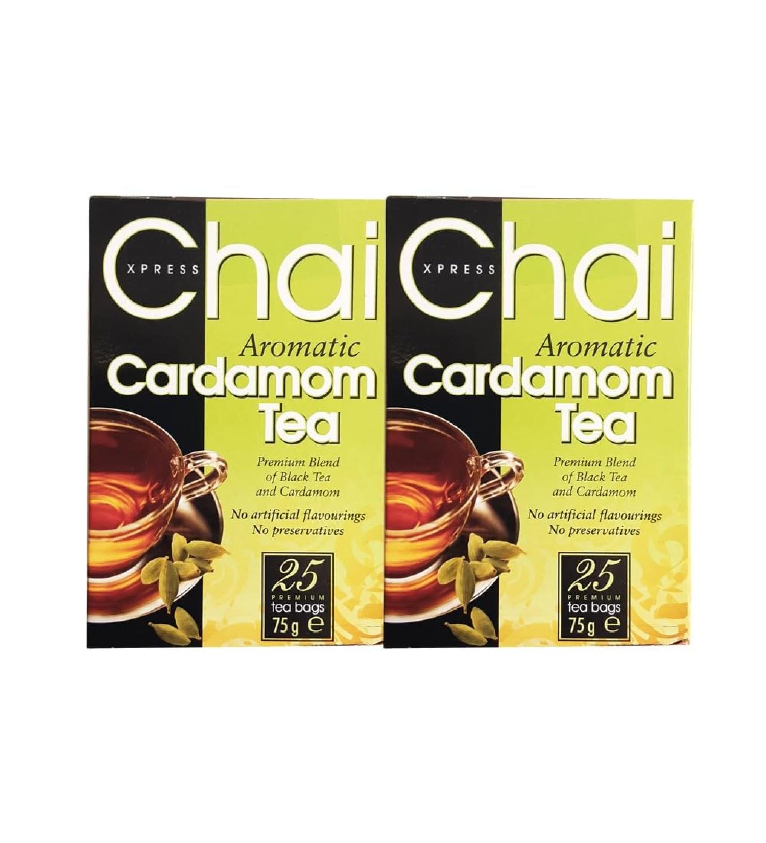 Chai Xpress Cardamom Tea | 25 Tea Bags | Premium Blend Of Black Tea And Cardamom | Aromatic Cardamom Tea | No Artificial Flavourings | No Preservatives | Indian Origin | 75G | Pack Of 2 - Buy Online on GoSupps.com