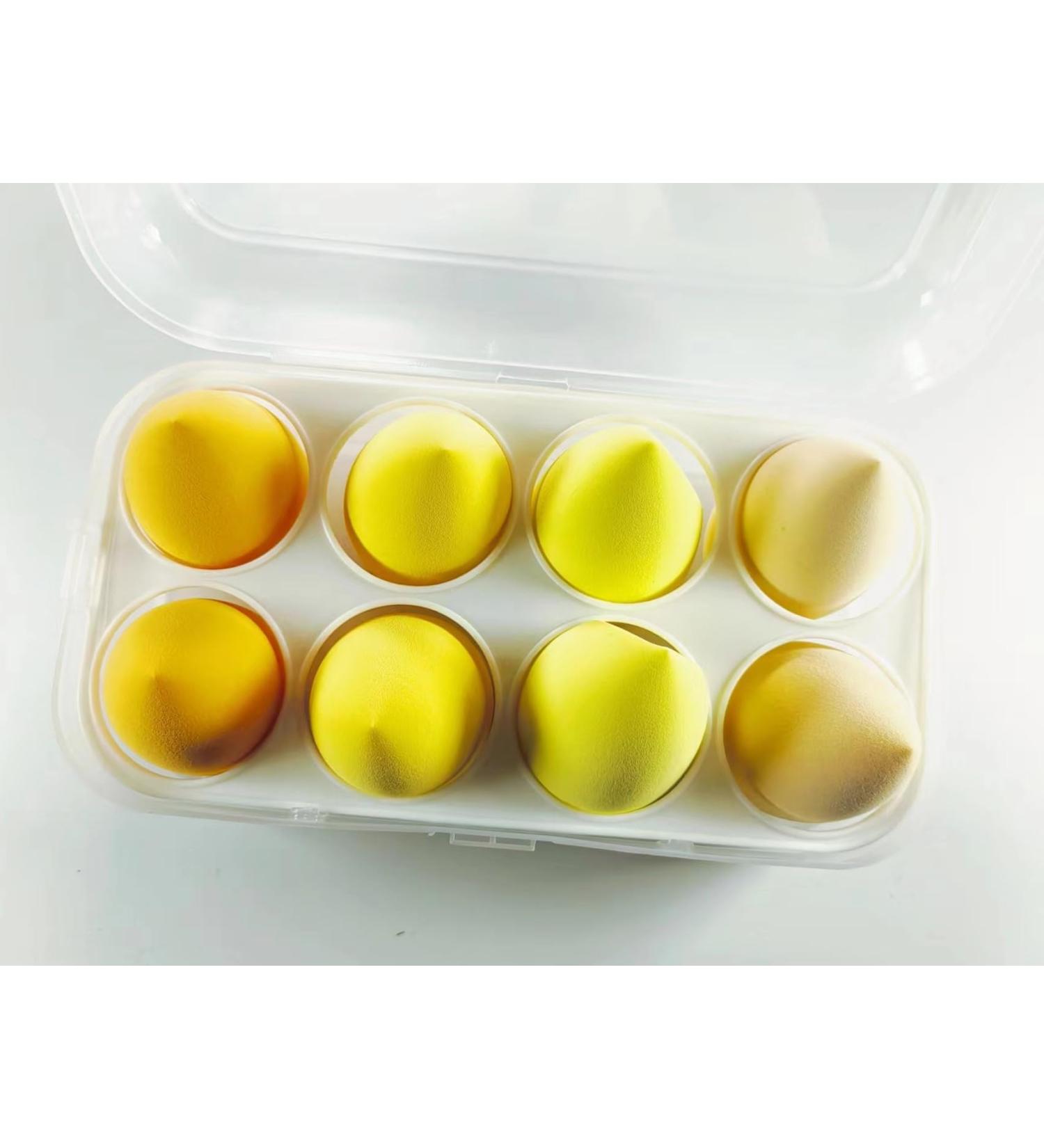 Premium Makeup Sponge Set - 8 Pieces in Yellow & Beige for Dry & Wet Application | International Shipping Available - Buy Online on GoSupps.com