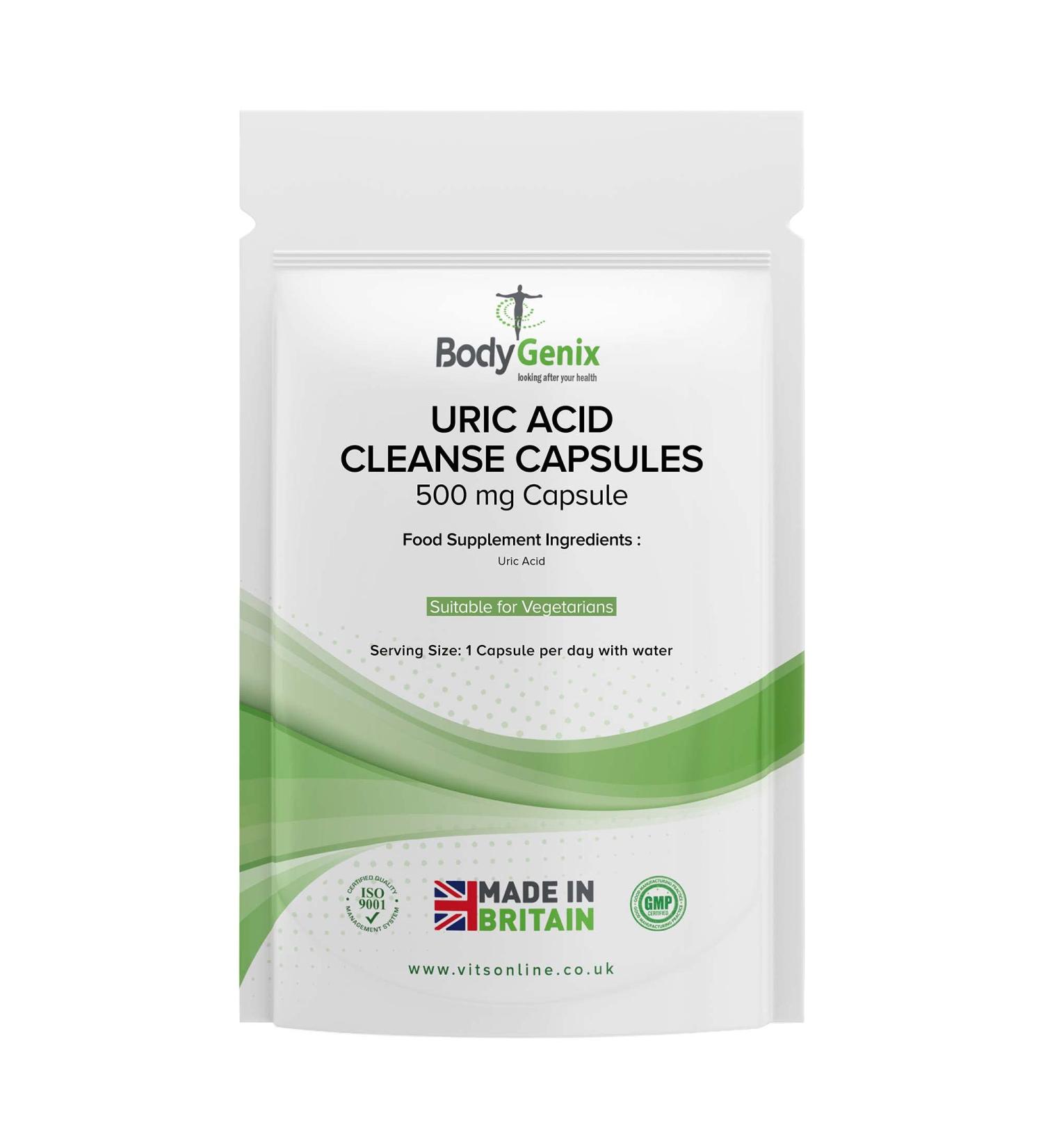 Bodygenix Uric Acid Cleanse Capsules - Made in the UK - Kidney Support - 30 Capsules - Buy Online on GoSupps.com