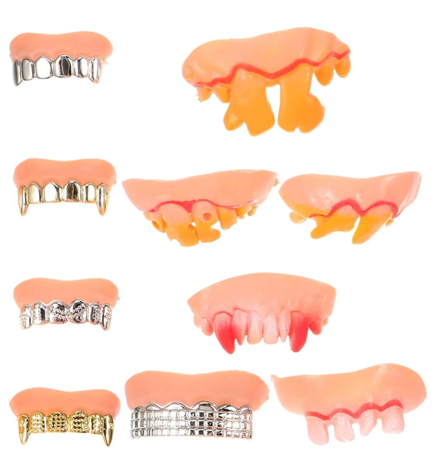 Nolitoy 10 Stk Creepy Halloween Teeth - Vampire Zombie Pumpkin Costume Accessories - Realistic PVC Dental Props for Cosplay & Dress-Up - Buy Online on GoSupps.com