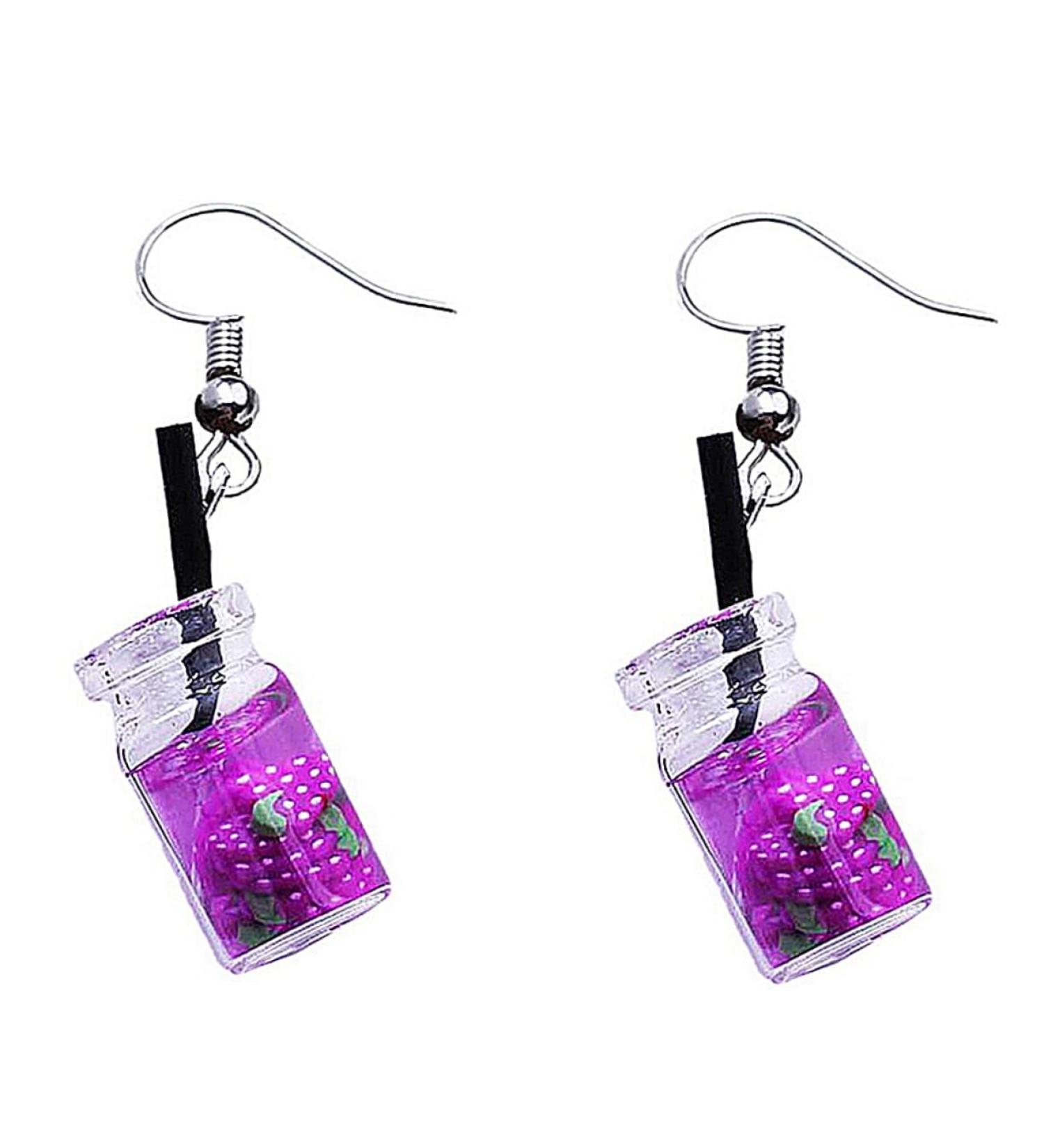1 Pair Ear Dangle Funny Earbob Drop Earrings for Women Earings for Women Pendant Fruit Red Girl 4.5X0.8cm Purple - Buy Online on GoSupps.com