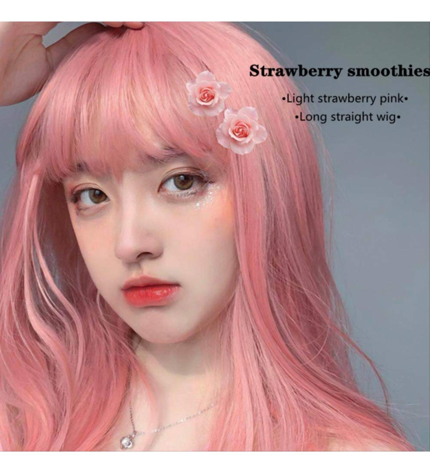 Uwowo Long Straight Pink Wig - Heat Resistant Synthetic Hair Cosplay Lolita Wigs for Anime Parties | International Shipping Available - Buy Online on GoSupps.com
