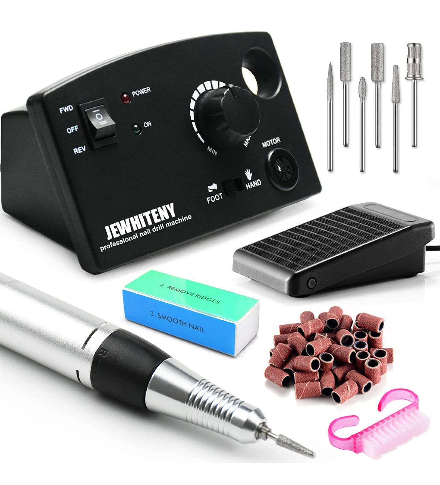 JEWHITENY Professional Nail Drill Machine 30000RPM for Gel Polish Removal - Electric Nail File Kit for Home & Salon Use - Black - Buy Online on GoSupps.com