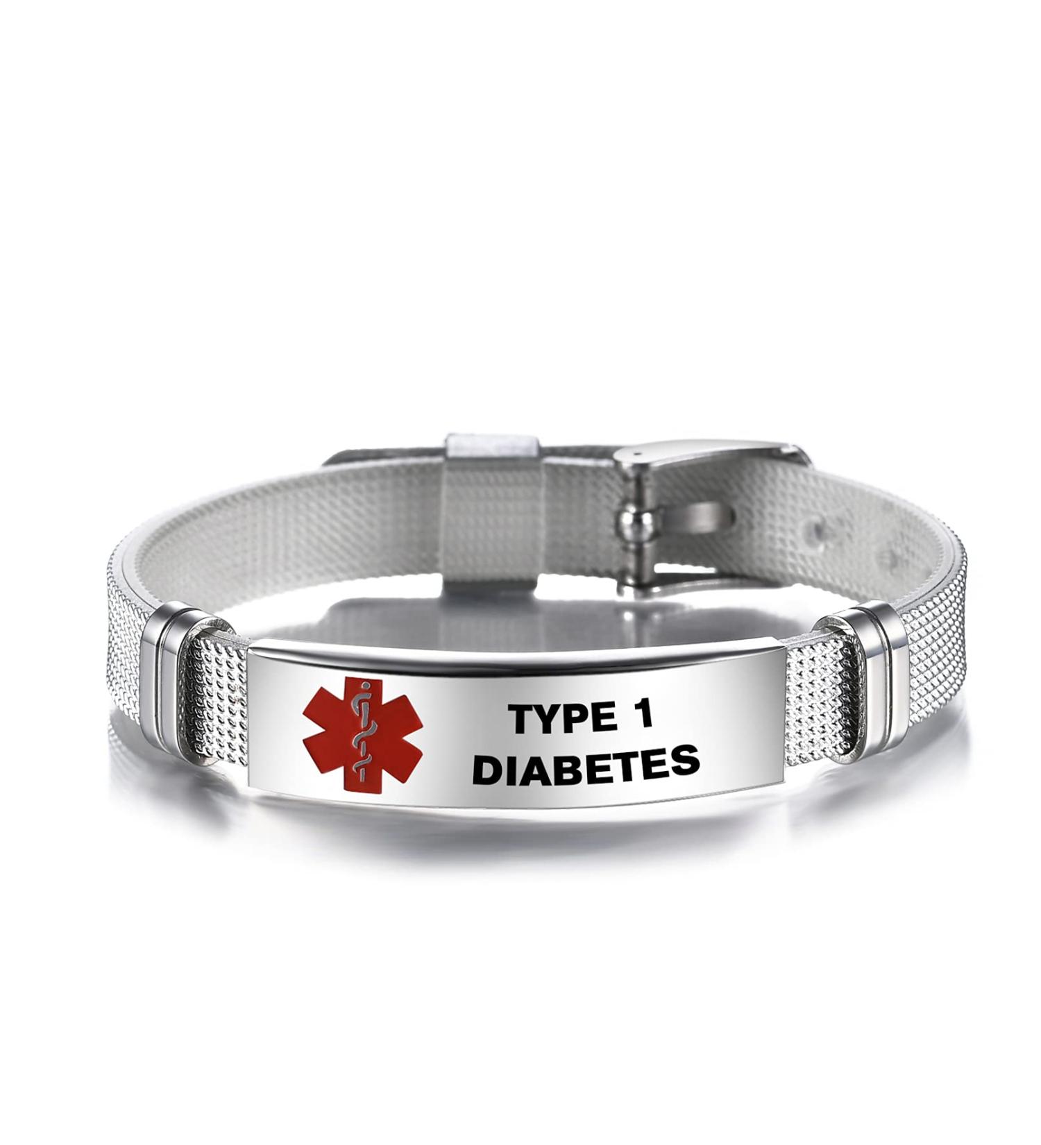Buy Red Medical Alert ID Bracelet for Diabetes | Adjustable Stainless Steel & PVC Band | Emergency Health Alarm for Men & Women - Buy Online on GoSupps.com
