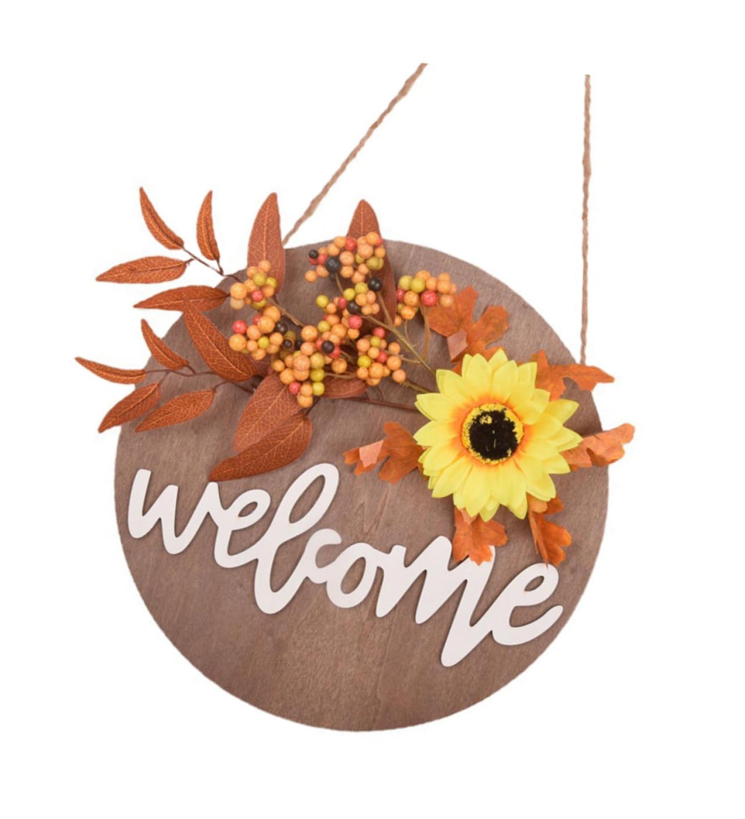 Zerodeko 3pcs Sunflower Welcome Sign Out Door Decor Door Sign Pendant Sign for Front Door Harvest Festival Porch Decor Front Door Welcome Sign Fall Garland Plastic Welcome Card Indoor - Buy Online on GoSupps.com