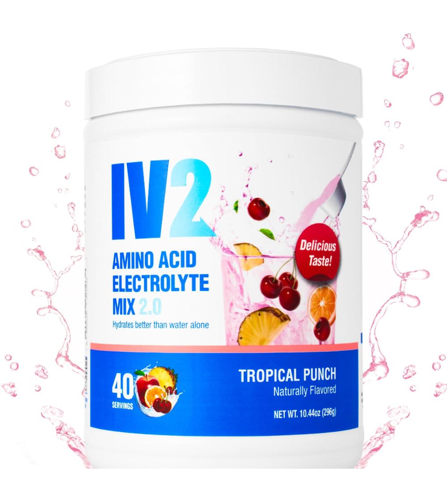 IV2 Premium Hydration Powder | Sugar-Free Electrolyte Mix with Amino Acids & Vitamins | Vegan Non-GMO Gluten-Free | 40 Servings - Buy Online on GoSupps.com