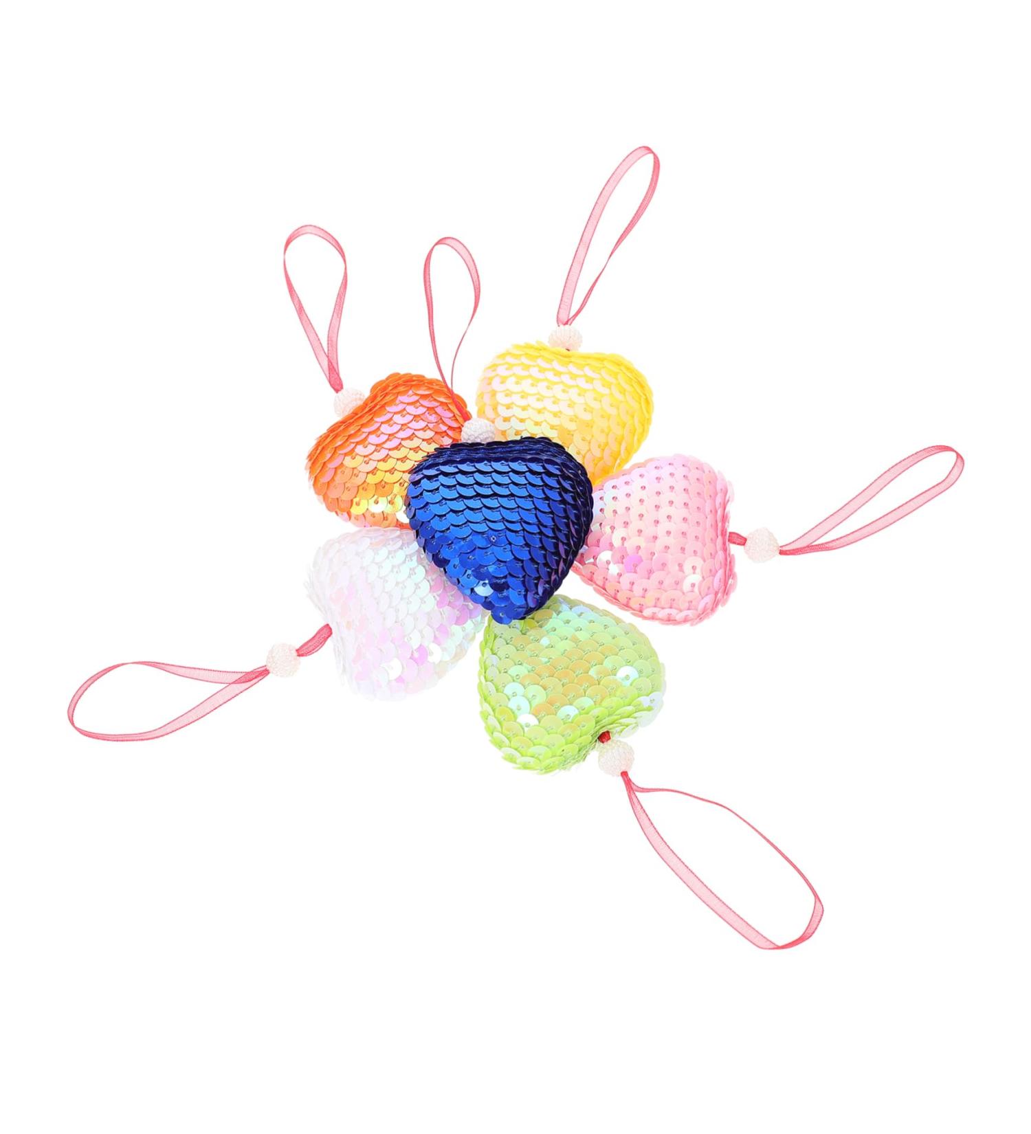 Alipis 6pcs Heart Sequin Pendant Ornament Christmas Polished Ball Valentine's Day Hanging Tags Appendix - Buy Online on GoSupps.com