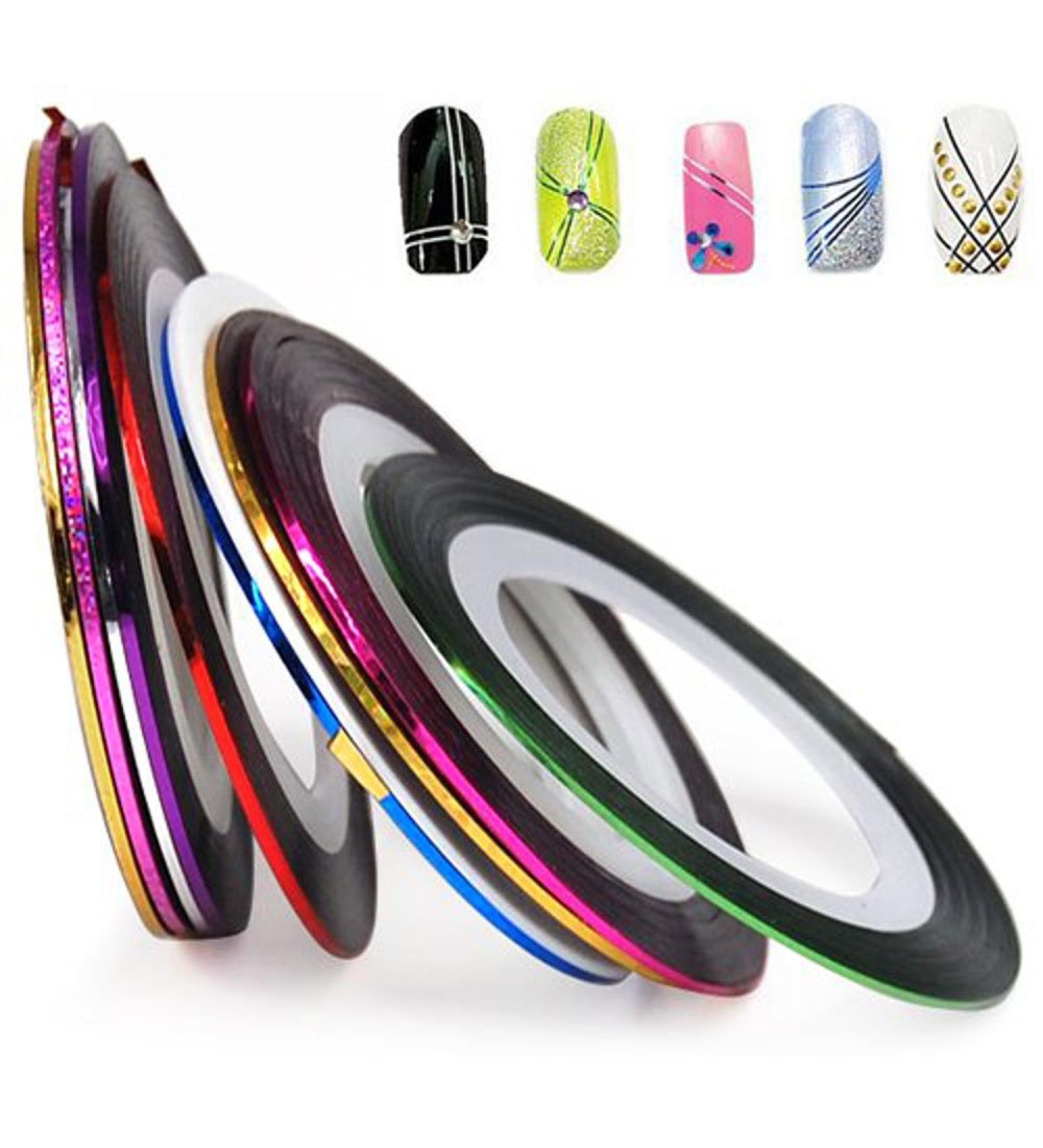 10 Colors Nail Art Striping Tape Line Sticker Rolls - Pretty Decoration for Unique Designs - Buy Online on GoSupps.com