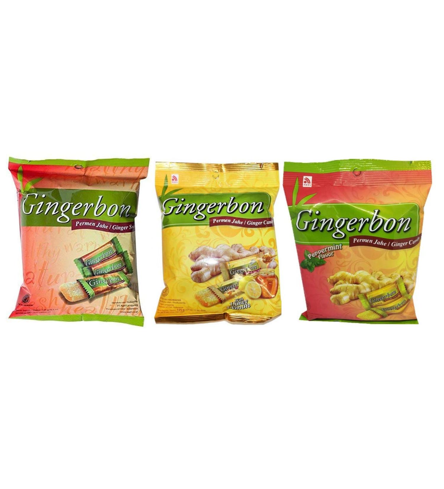 Agel Ginger Candies - Delicious Soft Chewy Candies 3-Pack (3x125g) - Buy Now for International Shipping! - Buy Online on GoSupps.com