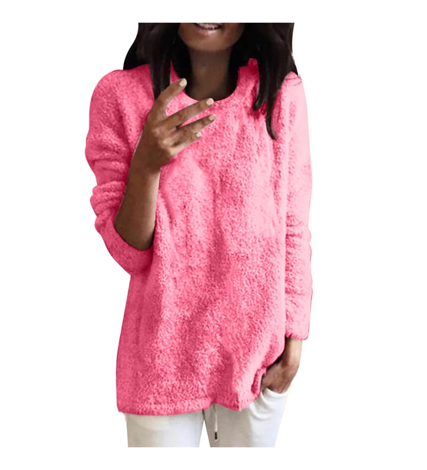 oelaio Fall Clothes for Women 2023 Casual Crewneck Long Sleeve Oversized Sweater Fall Winter Loose Slouchy Soft Pullover Hot Pink Medium - Buy Online on GoSupps.com