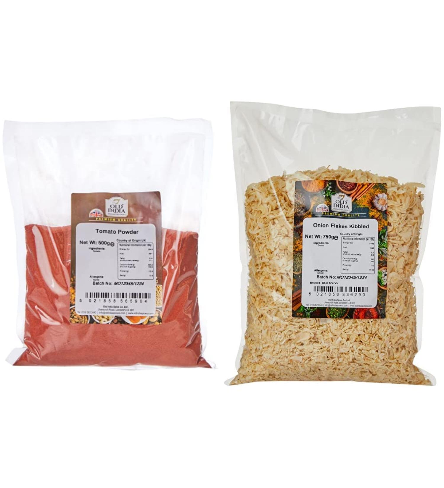 Old India Tomato Powder 500g & Onion Flakes Kibbled 750 g + Onion Flakes Kibbled 750 g Tomato 500 g (Pack of 1) - Buy Online on GoSupps.com