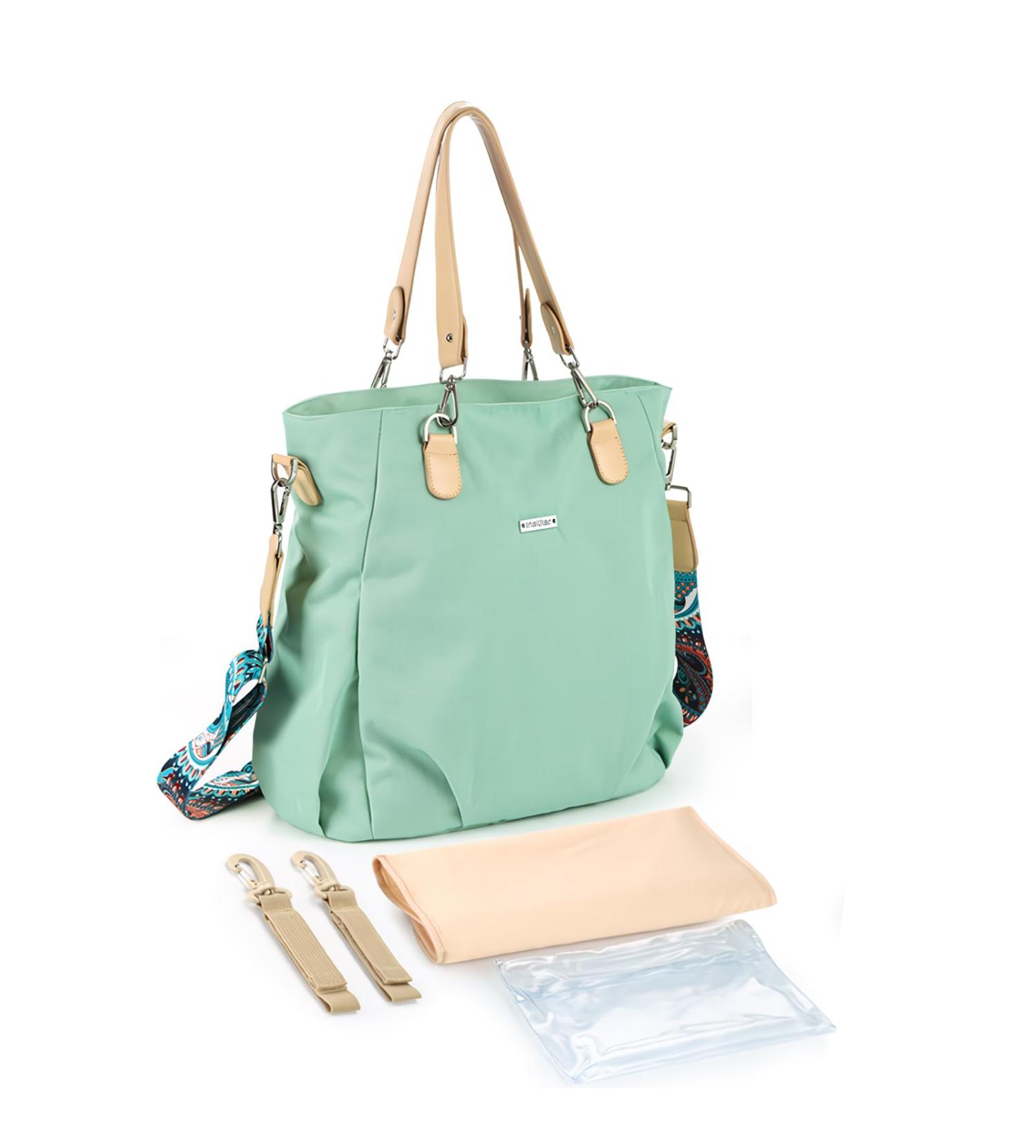 Sonarin Stylish Waterproof Baby Diaper Bag - Large Capacity Travel Carrier with Stroller Hooks & Wrap Pad - Green - Buy Online on GoSupps.com