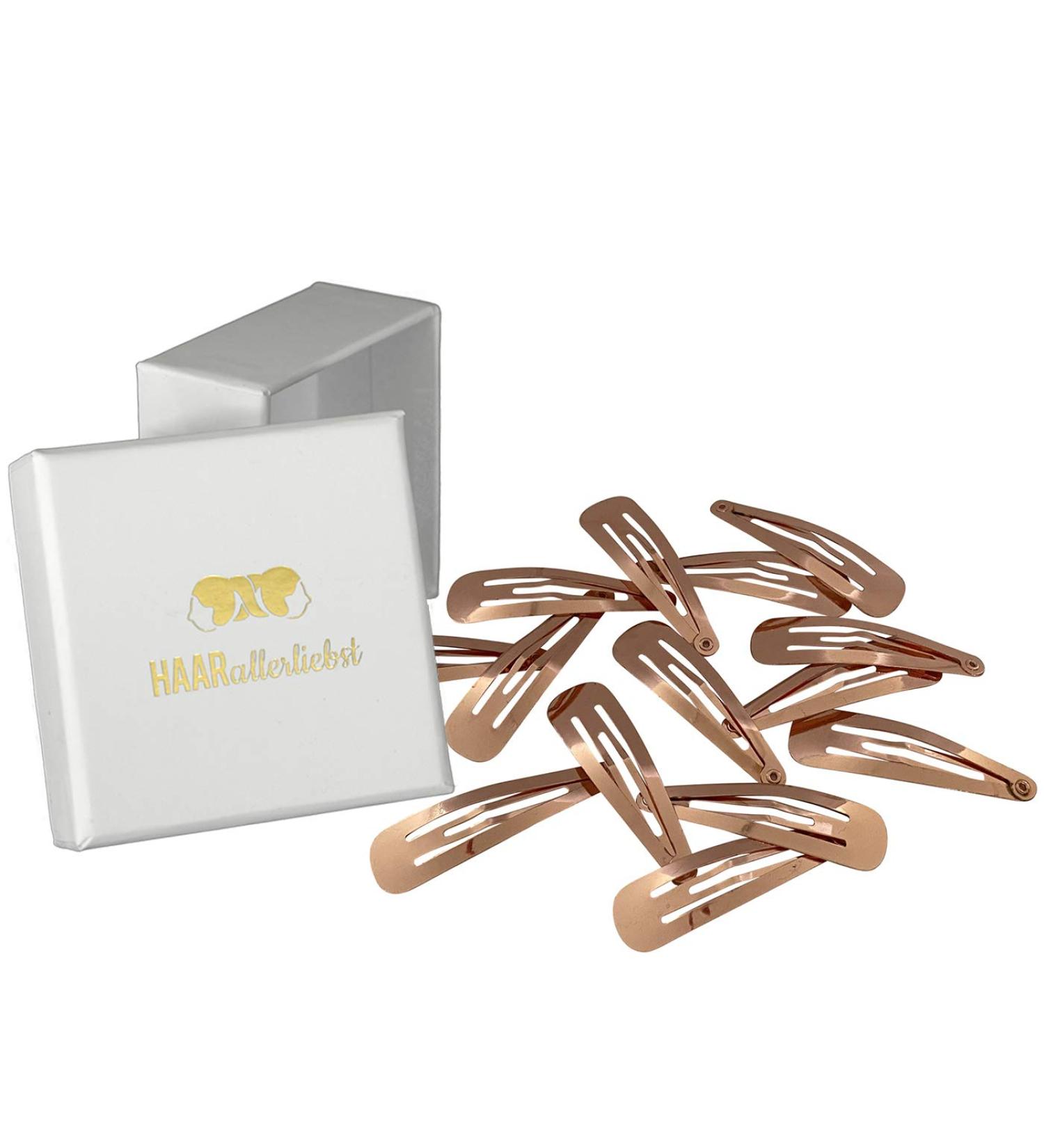 Shop Hair Leader Love 14-Piece Rose Gold Snap Hair Clips for Women & Girls - Stylish 5cm Metal Hair Clips in Elegant White Box - Buy Online on GoSupps.com