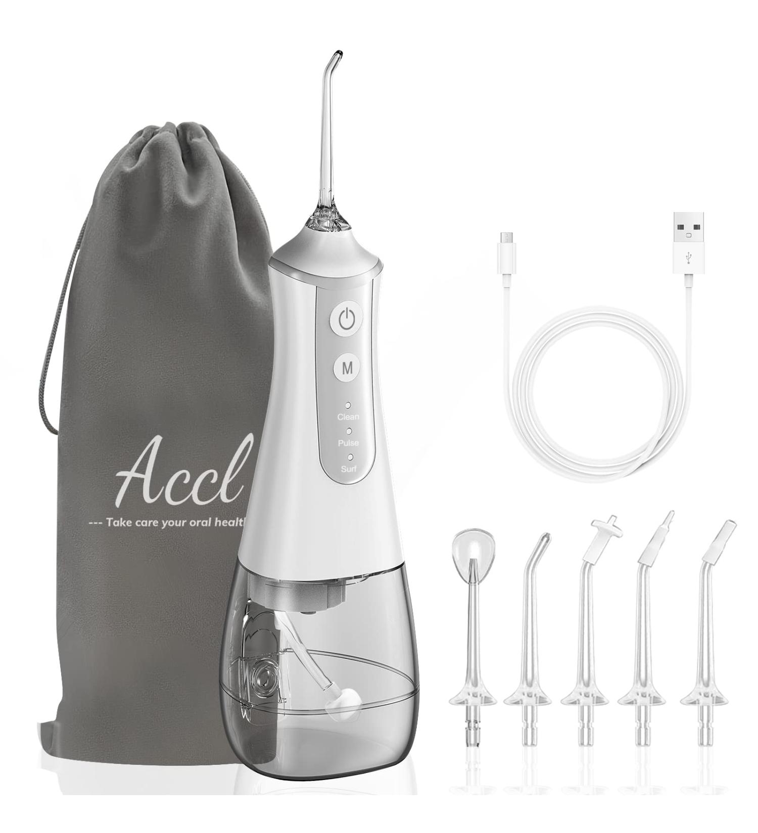 Portable Cordless Water Flosser for Teeth Cleaning | 3 Modes | 5 Jet Tips & Travel Bag | Dental Oral Irrigator - White 350ML - Buy Online on GoSupps.com