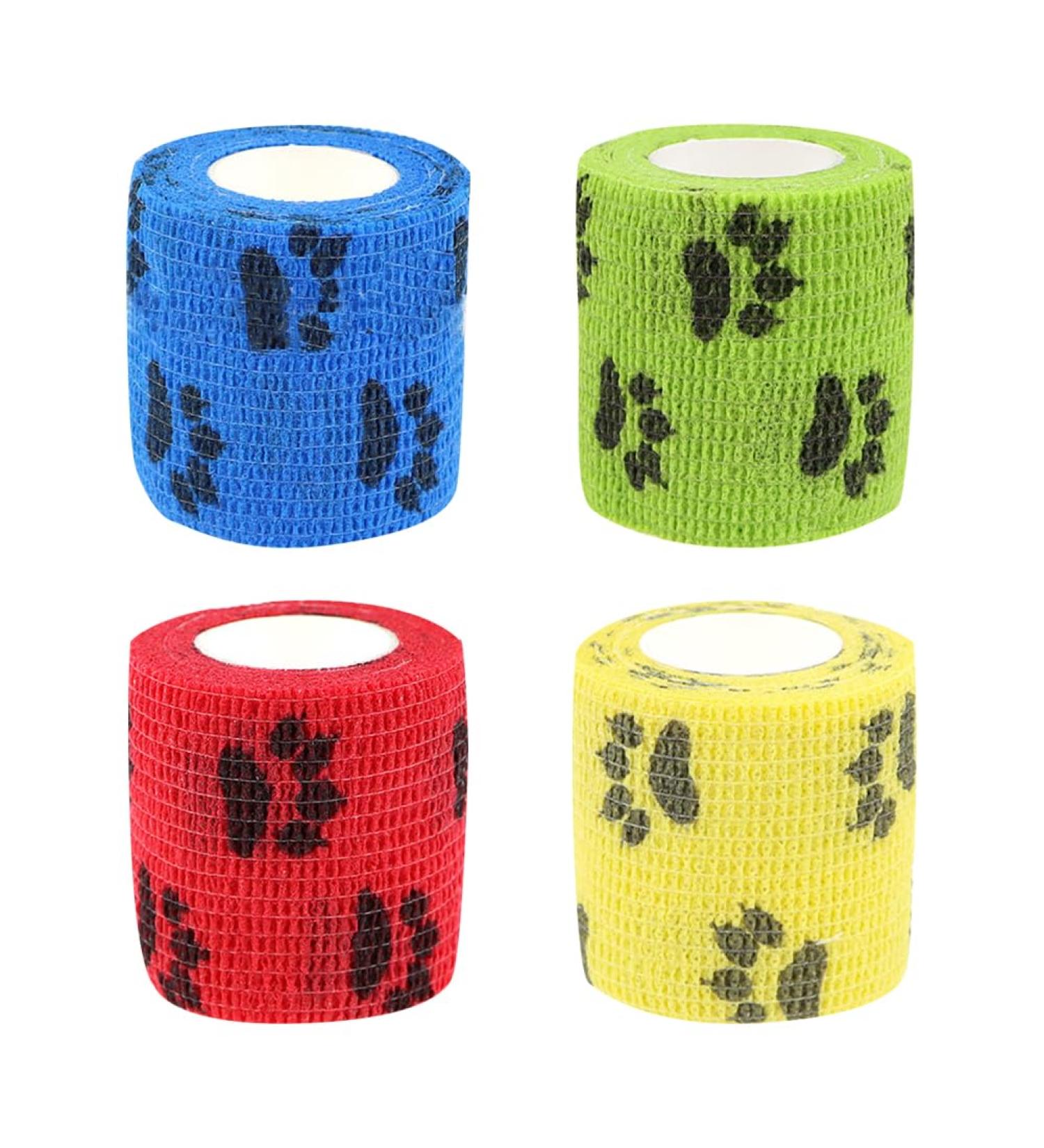 4 Rolls Adhesive Pet Wrap Bandage - 5cm x 4.5m Elastic Athletic Tape for Dogs and Sports Injuries - Breathable Stretch Bandages for Ankles & Wrists - Buy Online on GoSupps.com