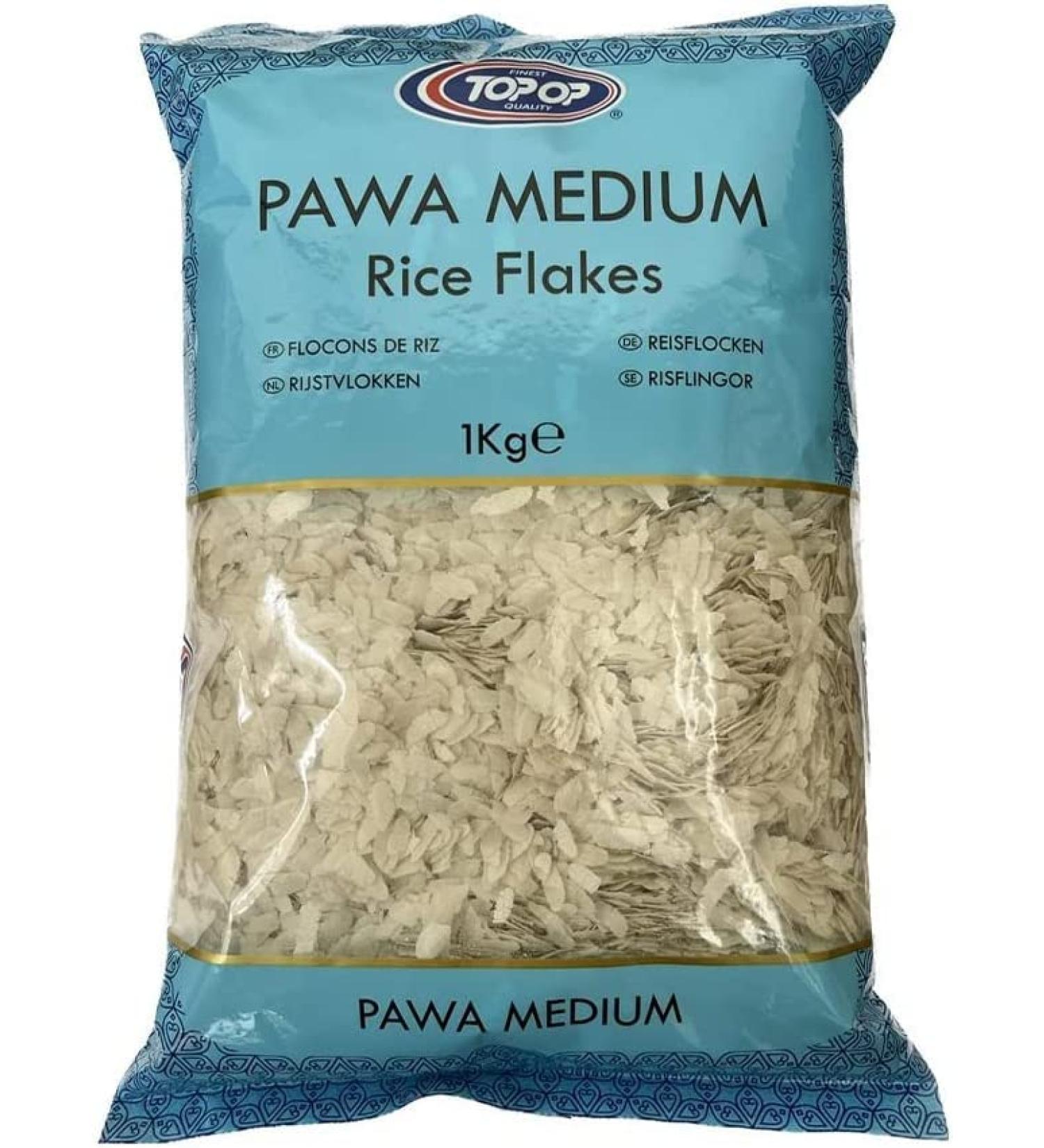 TOP OP Pawa Medium Rice Flakes | 1KG | Rice Flakes | Flaked Rice| Best breakfast food | High Fibre | High Protein | Perfect for Snacking | Medium Poha | Indian Origin Single Pack - Buy Online on GoSupps.com